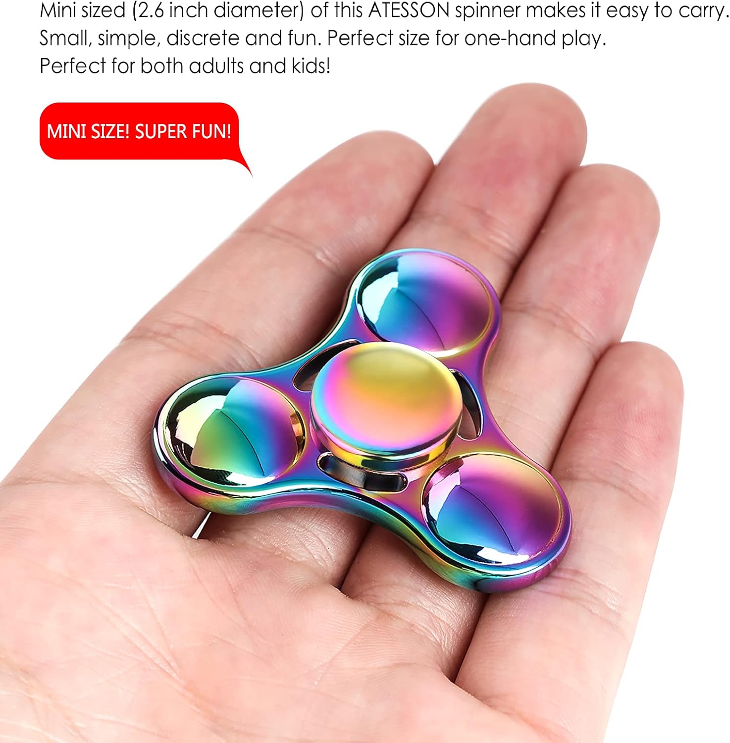 ATESSON Fidget Spinner Toy Durable Stainless Steel Bearing High Speed Spins Precision Metal Hand Spinner EDC ADHD Focus Anxiety Stress Relief Boredom Killing Time Toys for Adults Kids