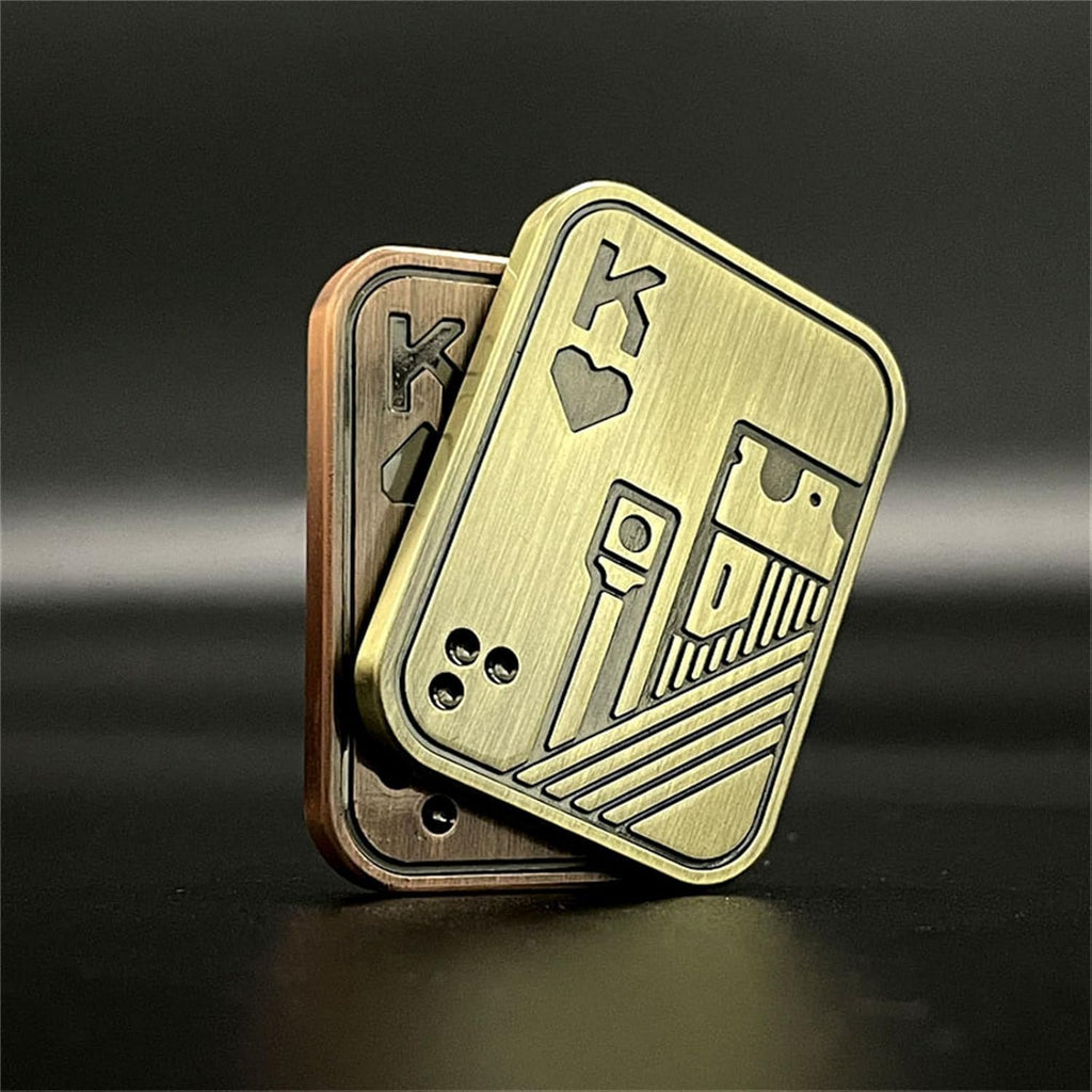 Metal Poker Fidget Slider EDC Adult Fidget Toys ADHD Tool Anxiety Stress Relief Toys Office Desk Toys Gifts for Boyfriend and Father (Copper Skull)
