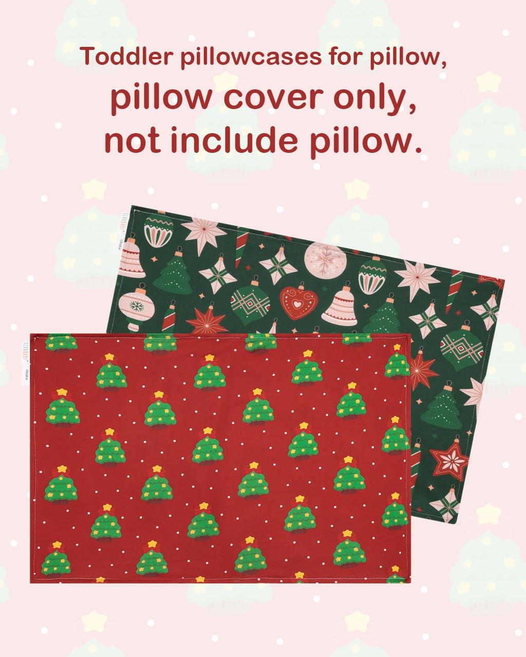 ALVABABY Toddler Pillowcases Stretchy Soft Kids Pillow Cover 2 Pack Fit 13"x 18" or 12"x16" Envelope for Girl Boy Sleepy Travel Christmas 2TPE37A
