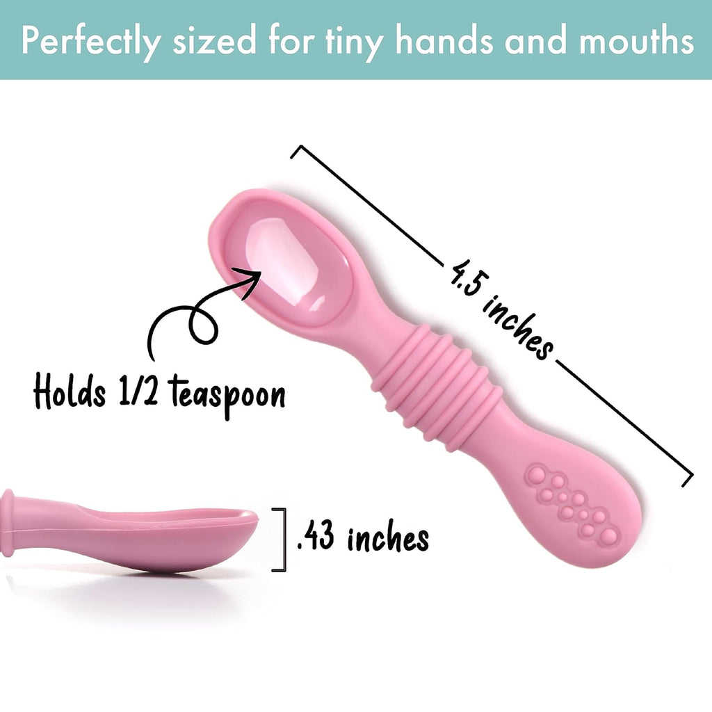 PrimaStella Silicone Chew Spoon Set for Babies and Toddlers | Safety Tested | BPA Free | Microwave, Dishwasher and Freezer Safe