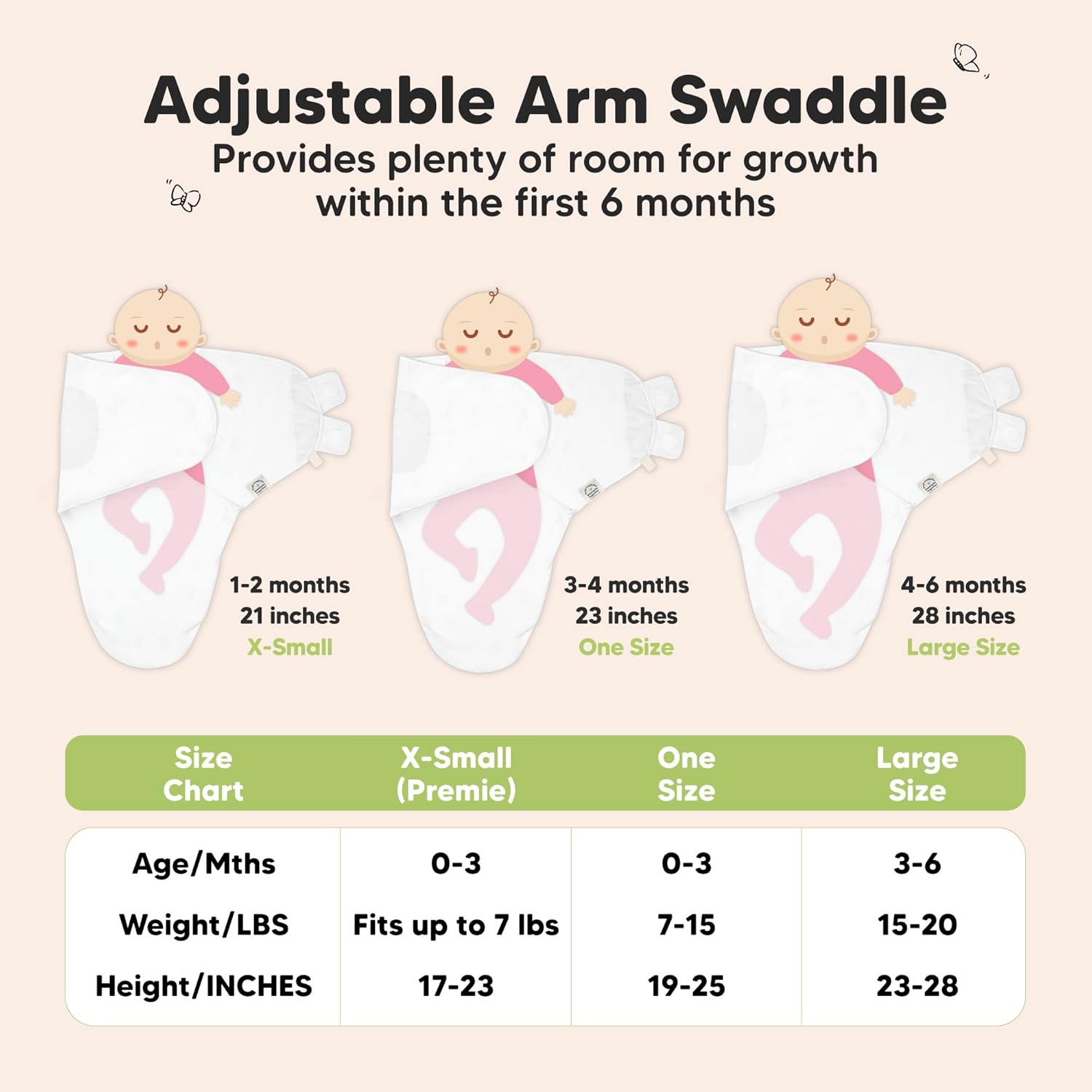 3-Pack Organic Baby Swaddle Sleep Sacks - Swaddles for Newborns, Infant 0-3 Months, Baby Girls, Boys, Soft & Snug Newborn Sleep Sack, Nursery Swaddling Blankets (Sage, XS)