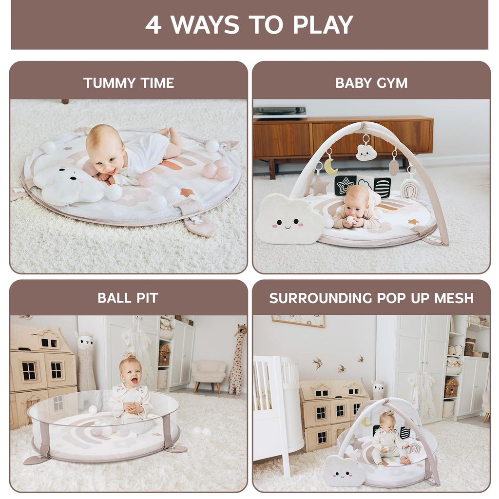 6-in-1 XL Play Mat & Play Gym, Baby Gym, Baby Activity Gym, Sensory Exploration and Motor Skill Development Toys (Blush)