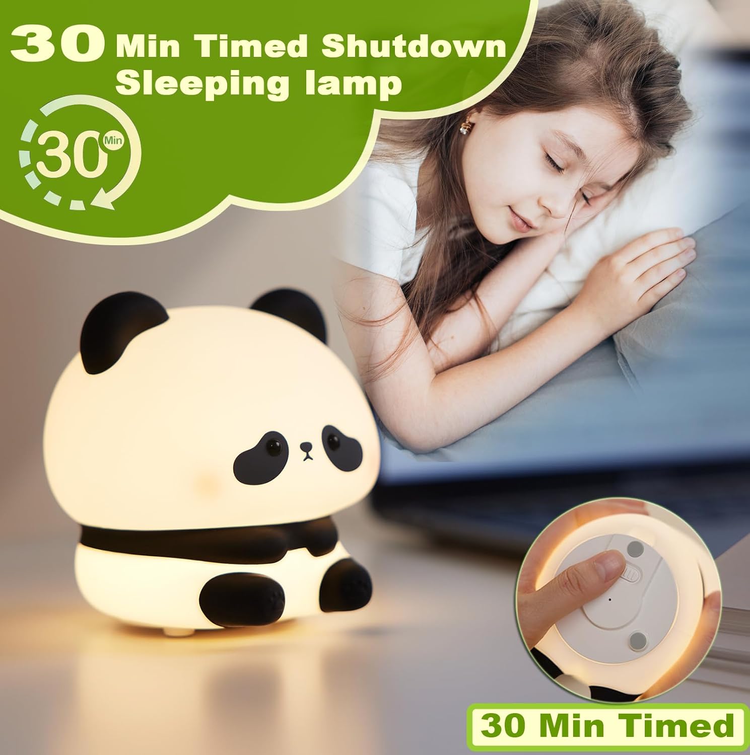 DREAMING MY DREAM Panda Night Light,LED Squishy Panda Novelty Lamp,3 Level Dimmable Nursery Nightlight, Rechargeable Touch Lamp for Breastfeeding Toddler Baby Kids Decor,Cool Gifts