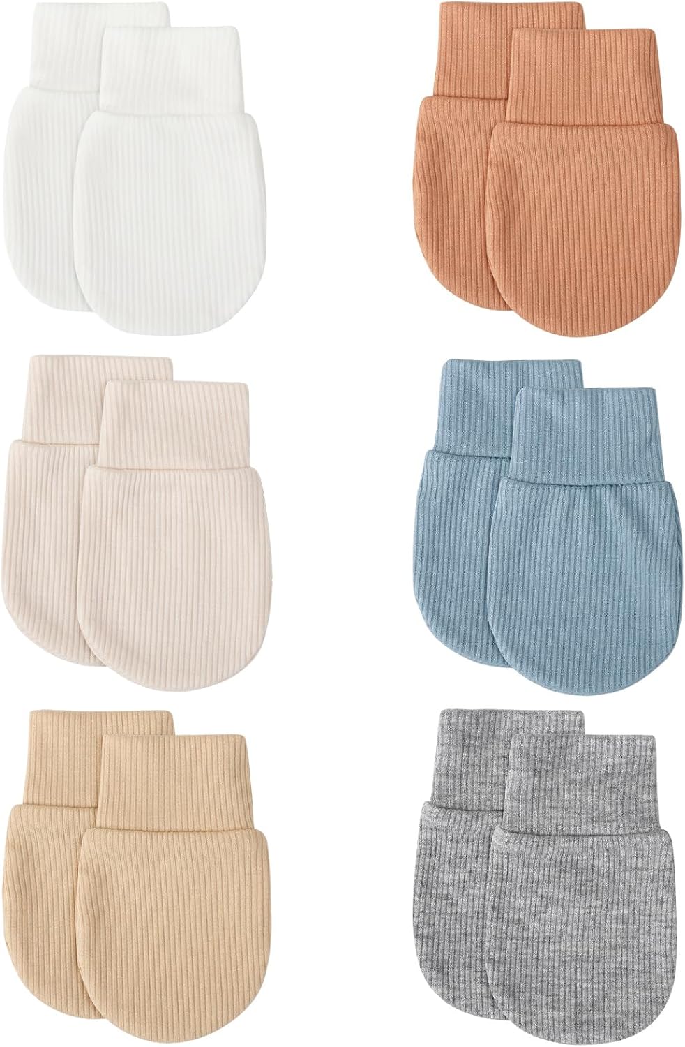BQUBO 6 Pairs Newborn Baby Boys Girls Mittens 0-6 Months Unisex-Baby Infant Mittens Elastic No Scratch Wrist Gloves