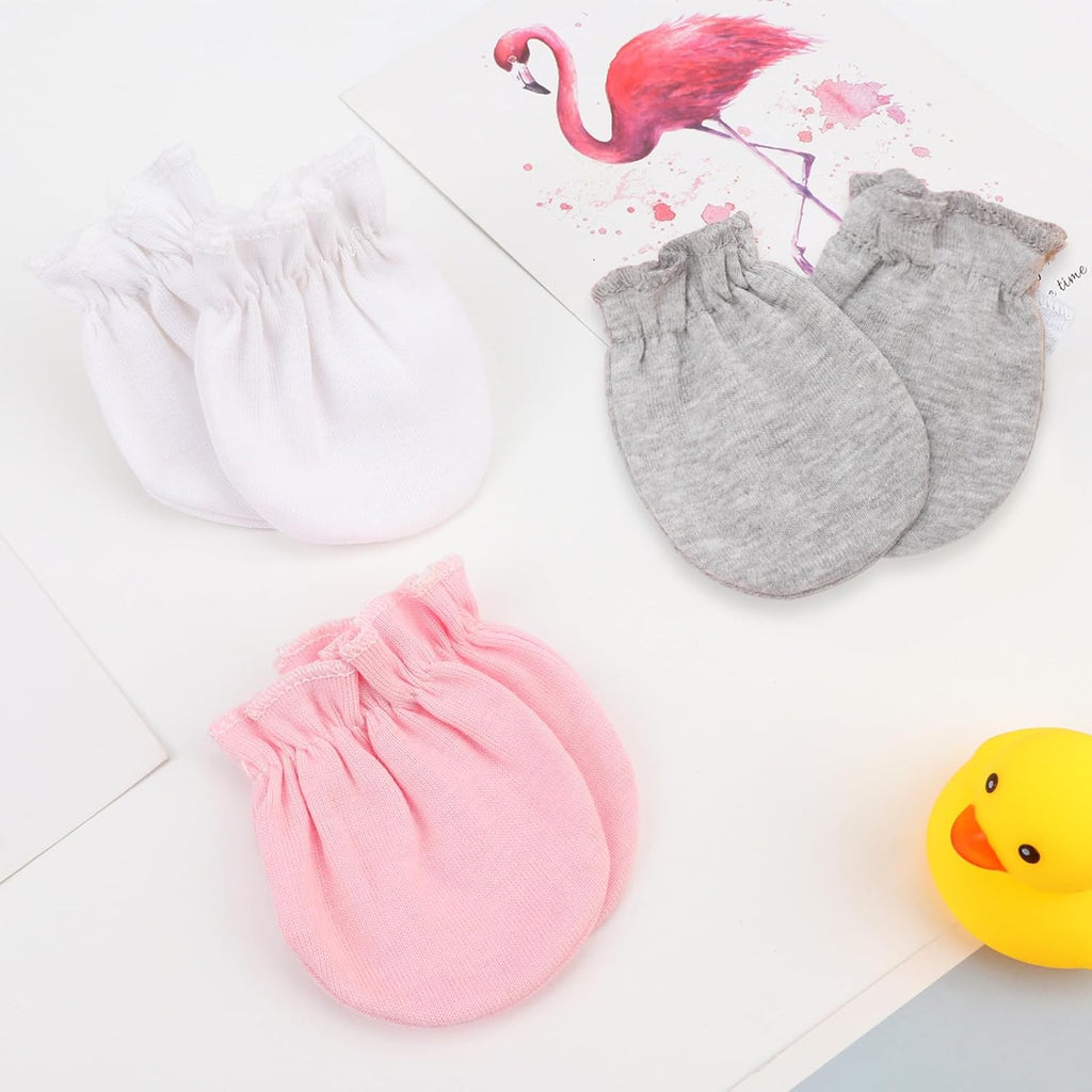 Newborn Baby Mittens No Scratch Cotton Elastic Wrist Gloves Infant Toddler Mittens for Baby Boy Girl 0-6 Months