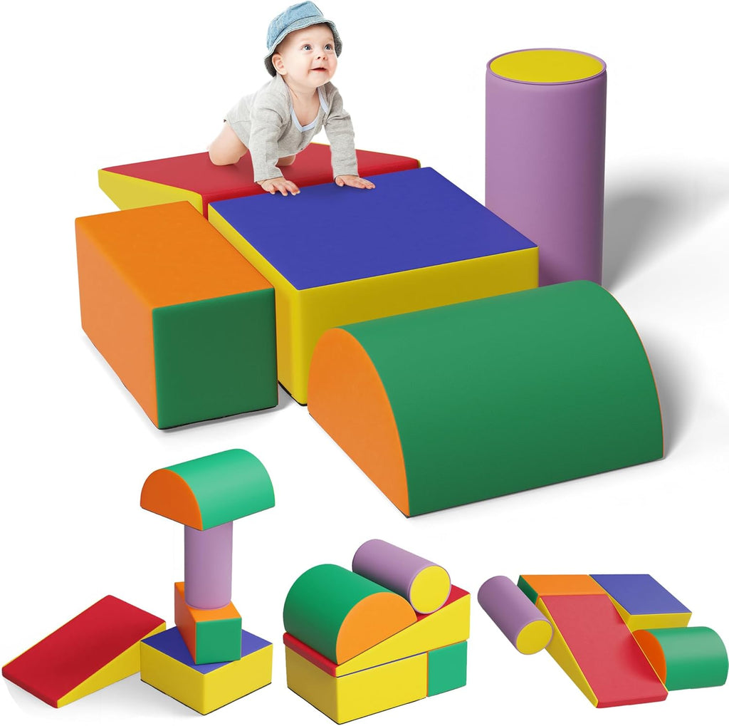 5 Pcs Foam Climbing Blocks for Toddlers, Soft Play Set Climb and Crawl Foam Activity Playset Gym Equipment for Playroom, Daycare, Kindergarten,Multicolored