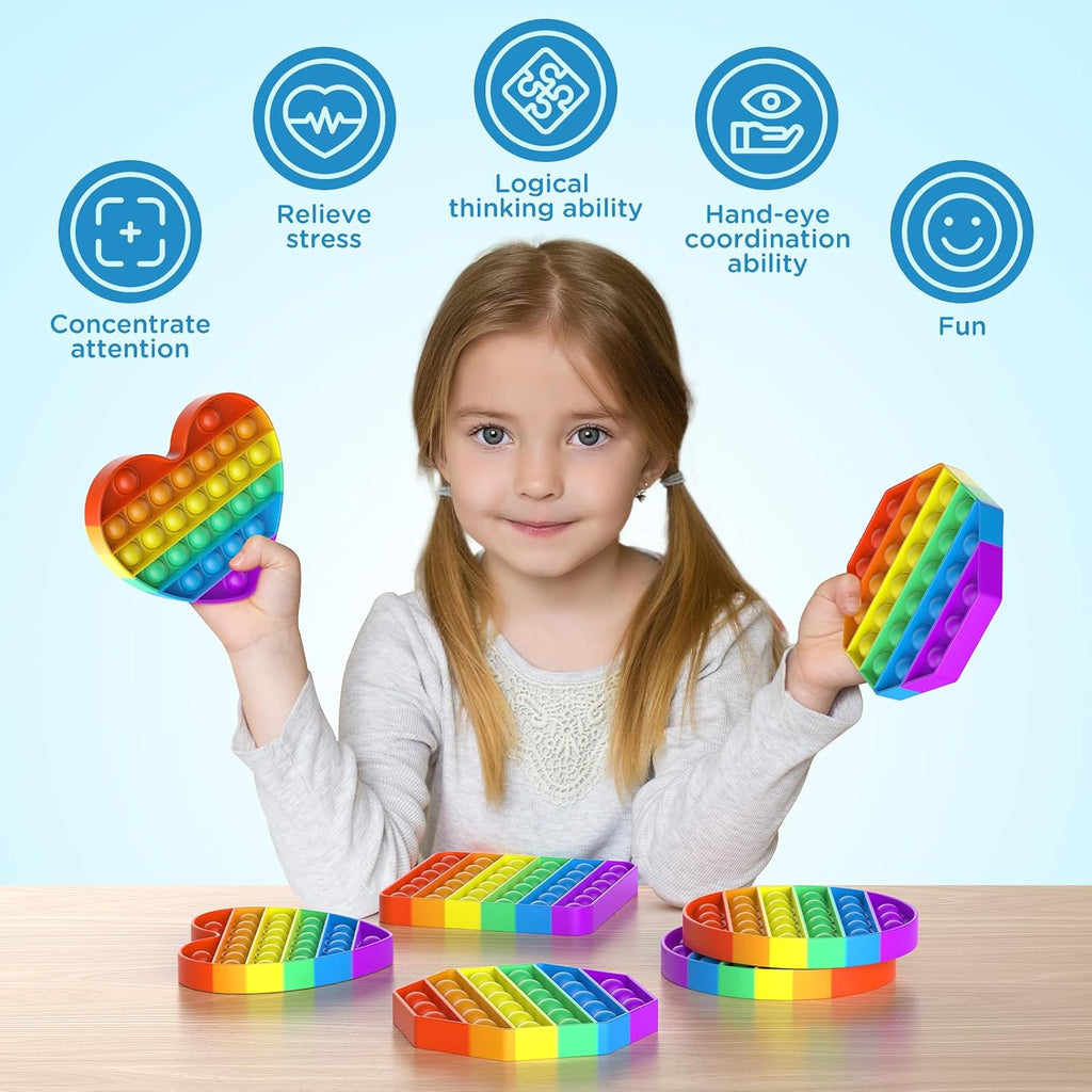 12 Pack Fidget Toys,Push Pop Fidget Sensory Toys Set,Stress Relief Gifts for Kids & Adults,Pop Bulk & Party Favors Toddler Toys,, Party Supplies,Classroom Prizes