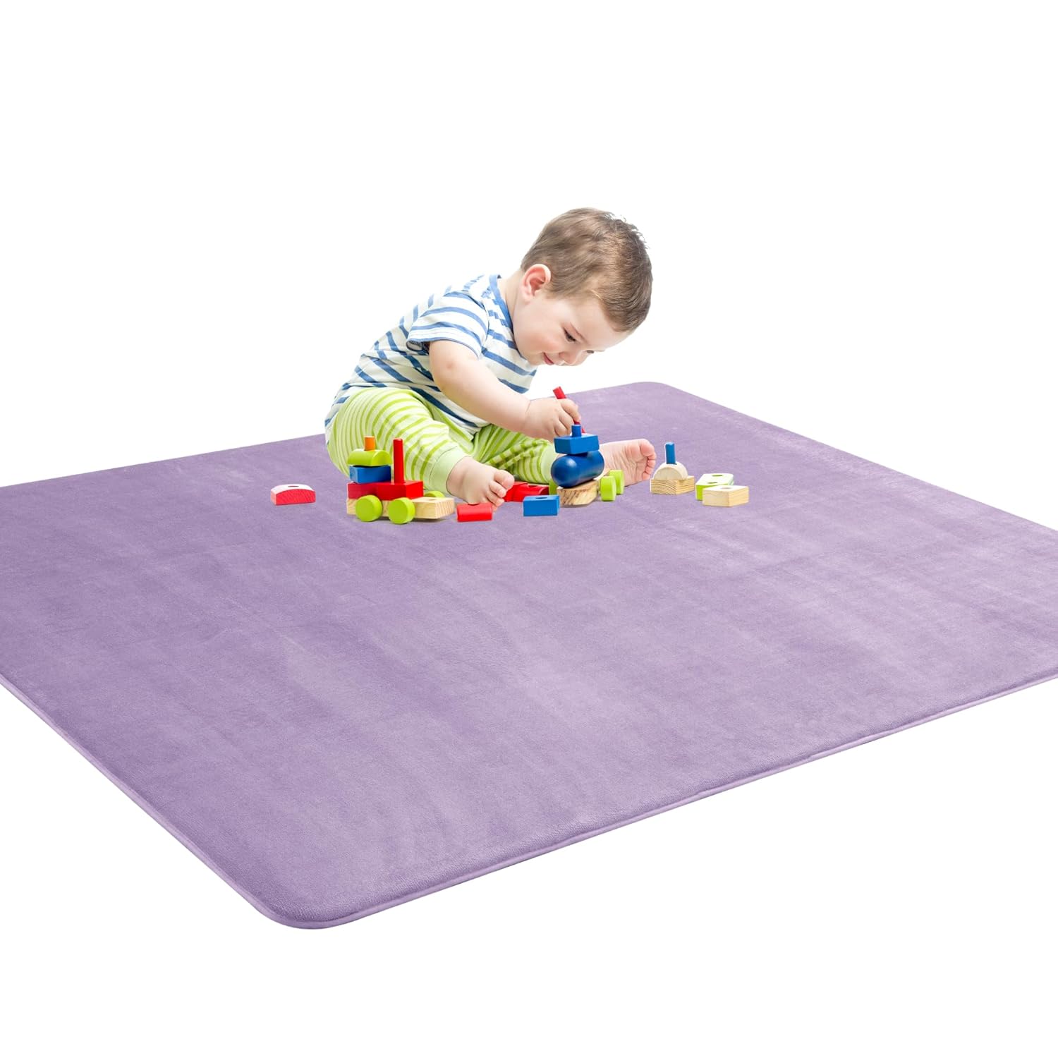 BALAPET Thick Memory Foam 71x59 Play Mat for Playpen, Super Soft Velvet Portable Baby Playpen Mat for Kids Toddler Crawling and Play, Non-Slip Bottom Playmat, Purple