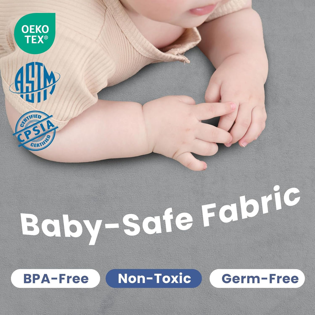 Baby Play Mat for Floor,1.3" Thick Memory Foam Tummy Time Mat,Soft Coral Velvet Nursery Rug,Large Non Slip for Crawling,Toddlers,Infants,Kids,Yoga & Tatami Style for Living Room(Dark Gray)