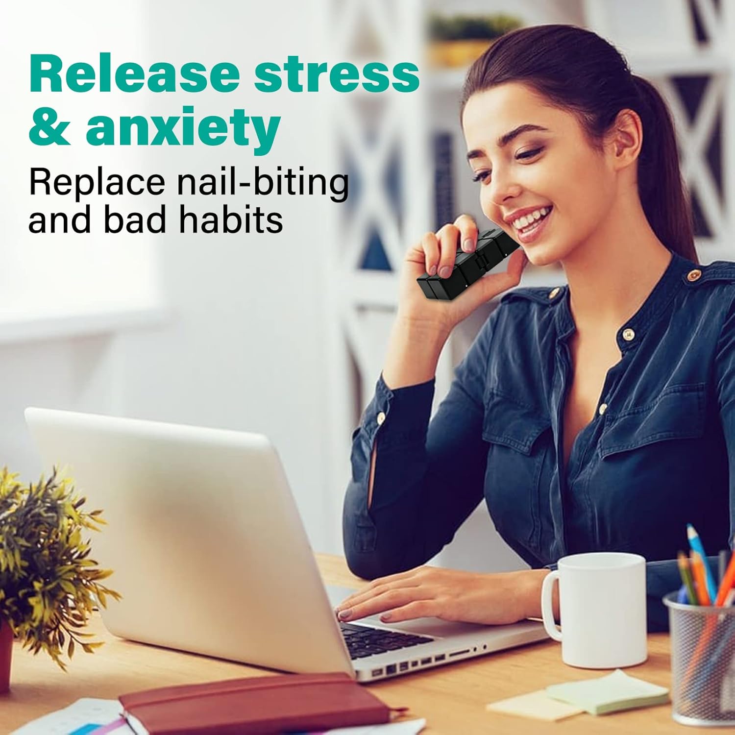 Infinitycube Fidget Toy Stress Relieving Fidgeting Game for Kids and Adults,Cute Pocket-sized Unique Gadget for Anxiety Relief and Kill Time (Black)