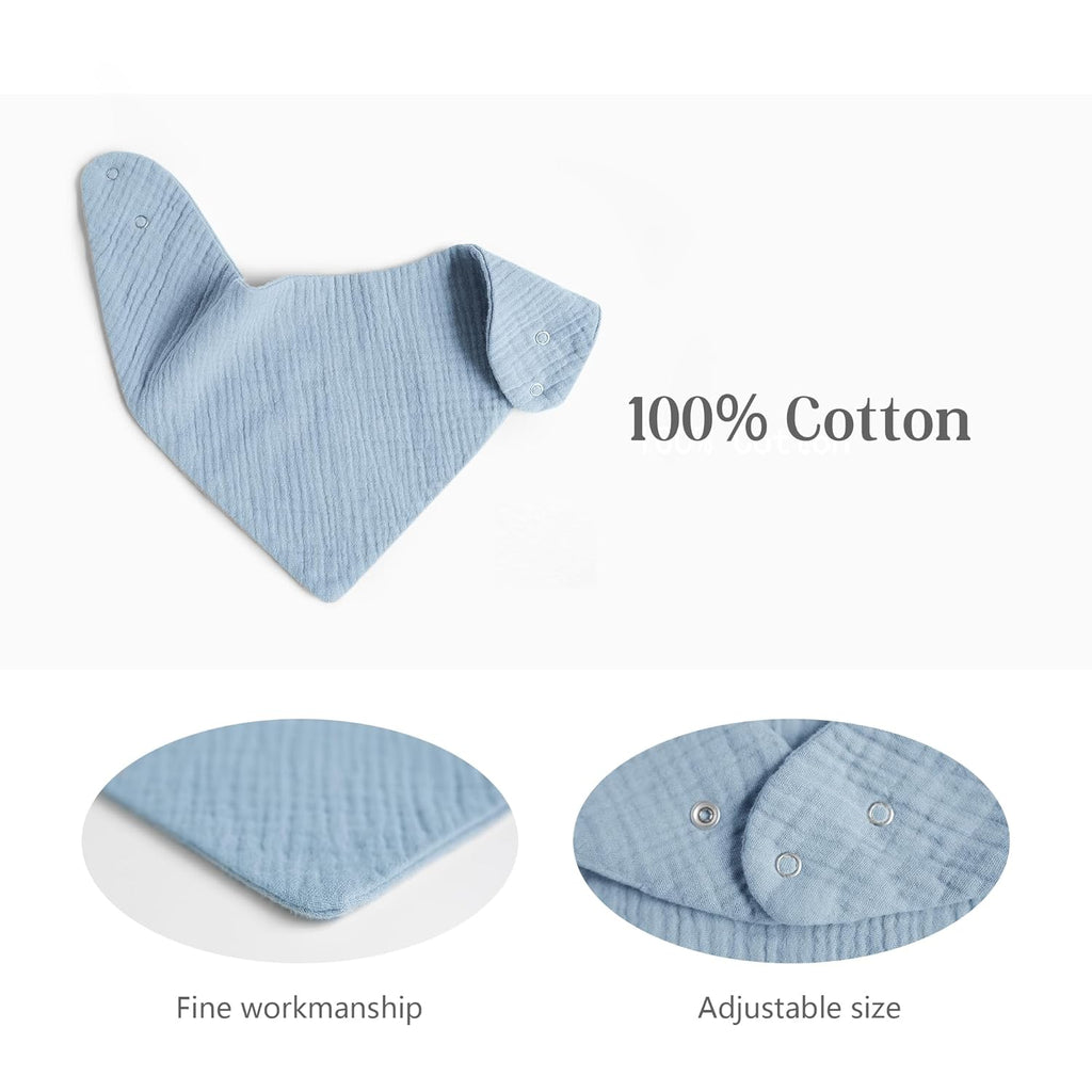 8-Pack Muslin Baby Bandana Drool Bibs – Soft & Absorbent 100% Cotton Teething and Drooling Essentials for Boys, Girls, Newborns & Toddlers