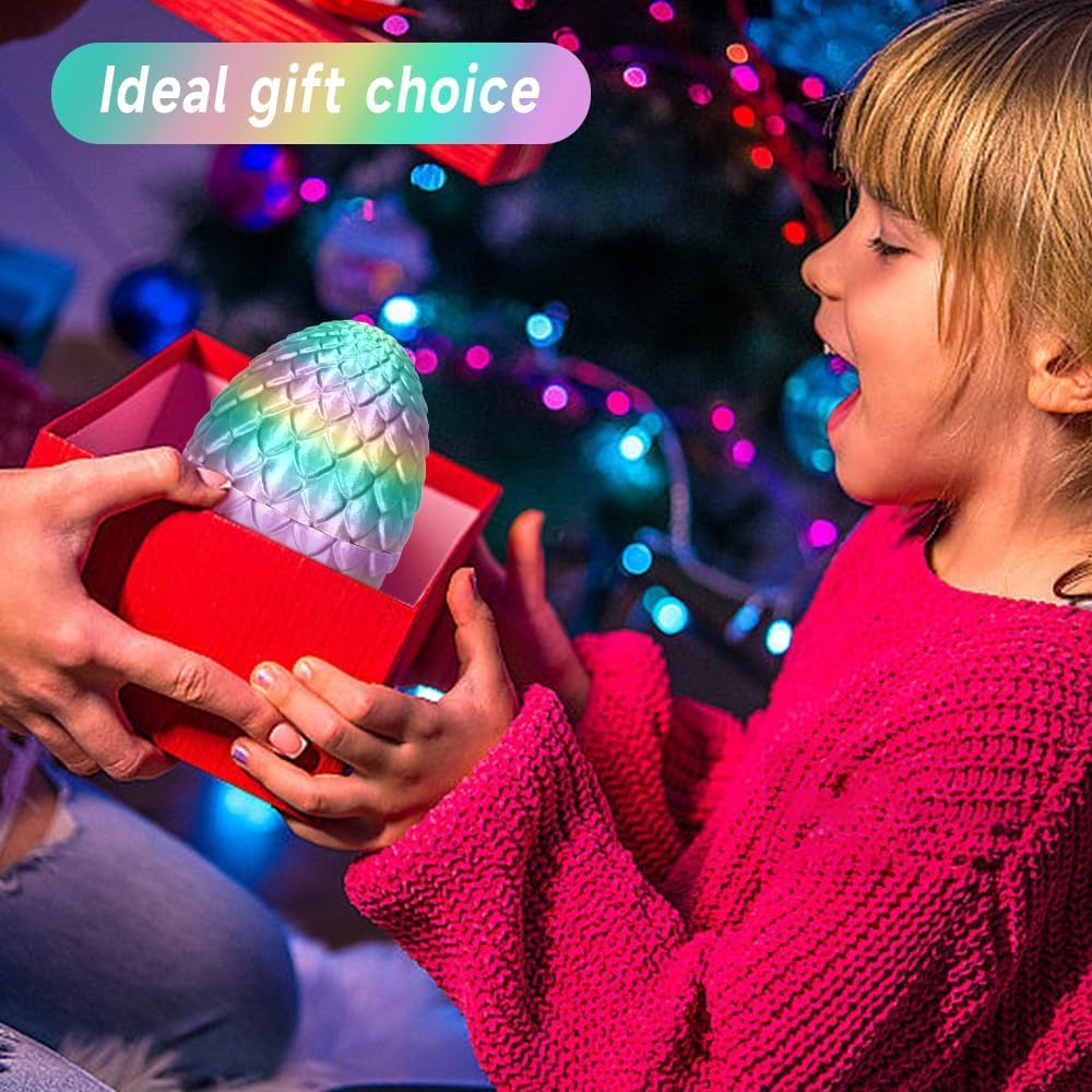 3D Printed Dragon Egg,Crystal Dragon Egg Fidget Toys,Flexible Joints Full Articulated Dragon with Egg,Executive Desk Toys for ADHD, Autism, Relief Anxiety