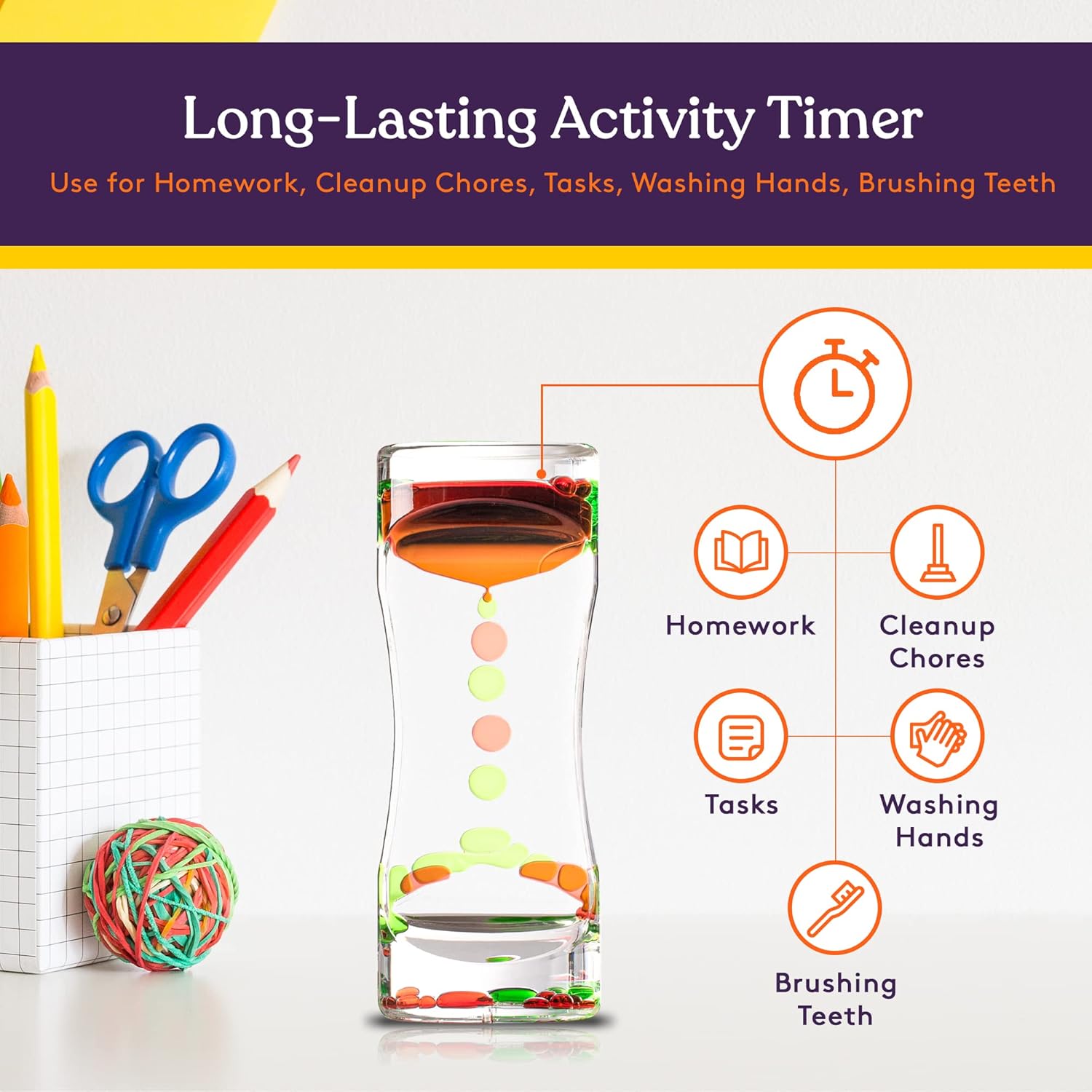 Special Supplies Liquid Motion Bubbler Toy (4-Pack) Colorful Hourglass Timer with Droplet Movement, Bedroom, Kitchen, Bathroom Sensory Play, Cool Home or Desk Decor