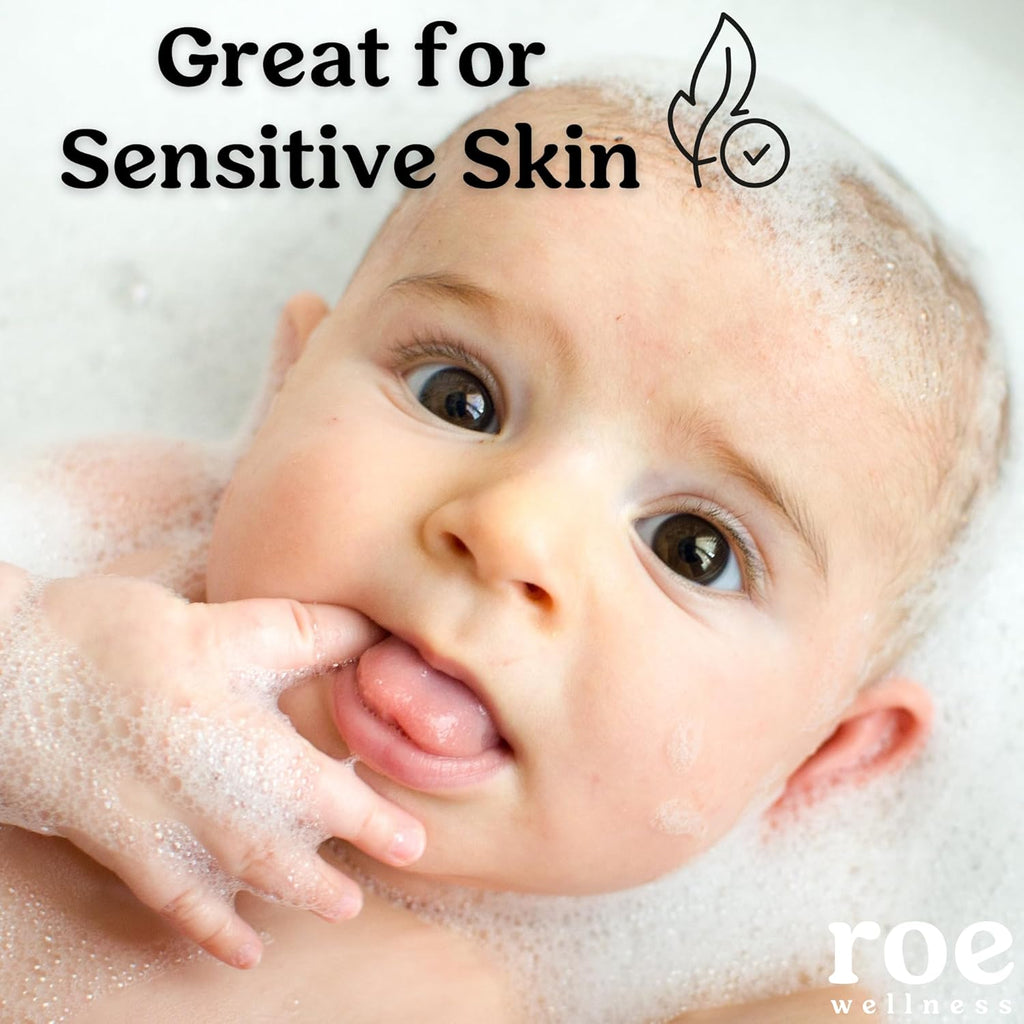 Roe Wellness- Toddler & Baby Body Wash & Shampoo Moisturizing Clean Ingredients | Suitable for Sensitive Skin, Fragrance-Free, Natural Vanilla Scent, Fresh Cleaning | 9.4 fl oz.