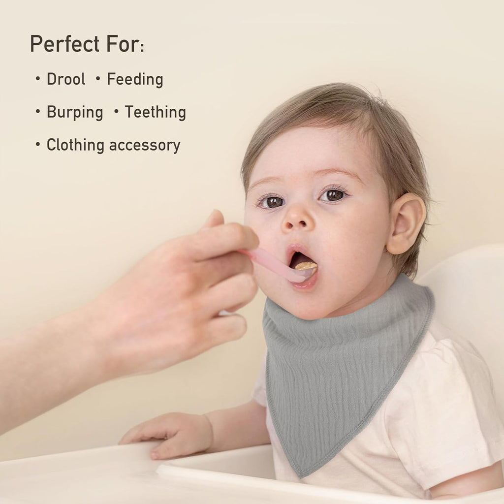 Muslin Baby Bibs 8 Pack, Baby Bandana Drool Bib for Drooling and Teething, Cotton Soft Absorbent for Girls Boys