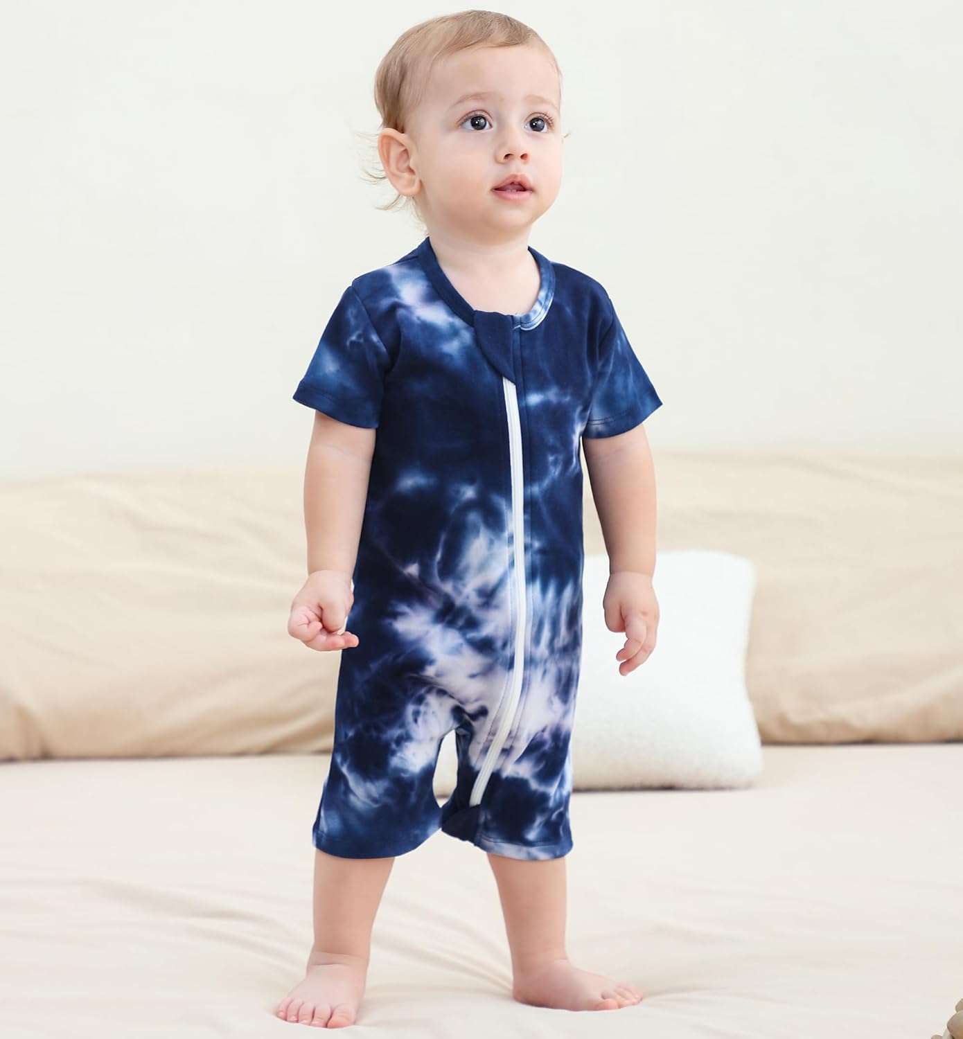 Owlivia Baby Short Sleeve Summer Romper Set, 2 Pack Tank Jumpsuit for Girls and Boys, Cartoon One Piece Coverall Outfit