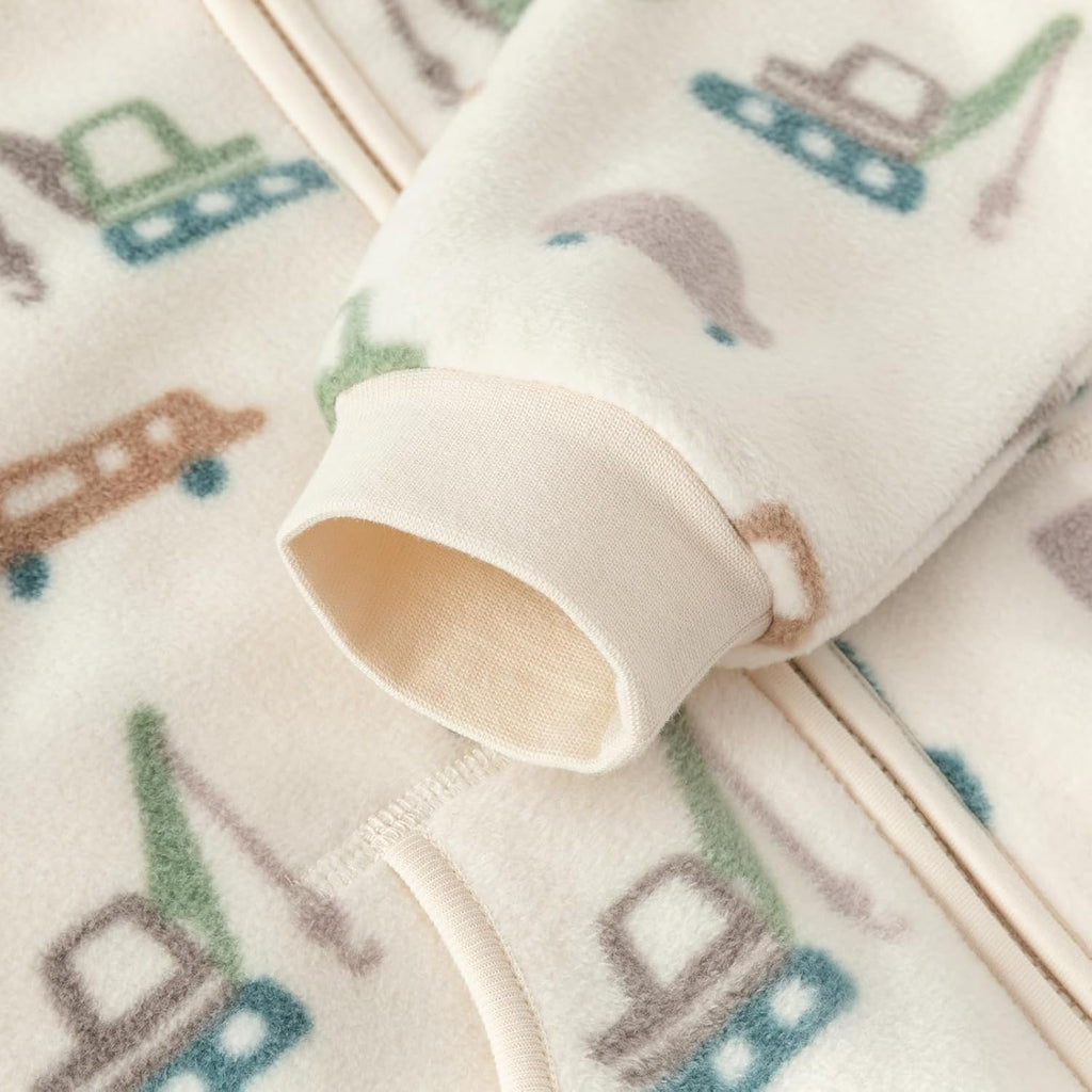 DAVE & BELLA Kids Printed Polar Fleece Jacket Toddler Baby Boys Girls Zip Up Long Sleeve Spring Fall Warm Outerwear Coat