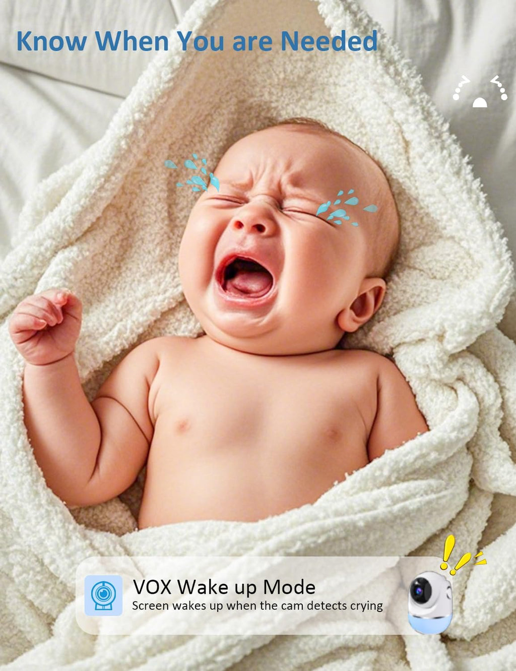 Baby Monitor, 5'' Screen with 32 Hours 5000mAh Battery, Pan-Tilt-Zoom Video 1080P Baby Monitor with Camera and Audio, Night Vision, VOX, 2-Way Talk, 8 Lullabies and 1200ft Range No WiFi