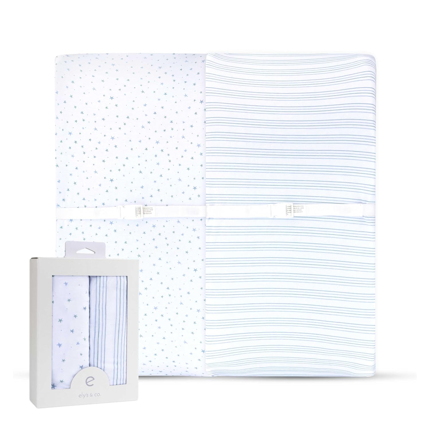 Changing Pad Cover 2 Pack - Baby Cradle Sheet with 100% Jersey Cotton - Changing Pad Covers for Boys, Newborn Essentials (Blue Stars & Stripes)