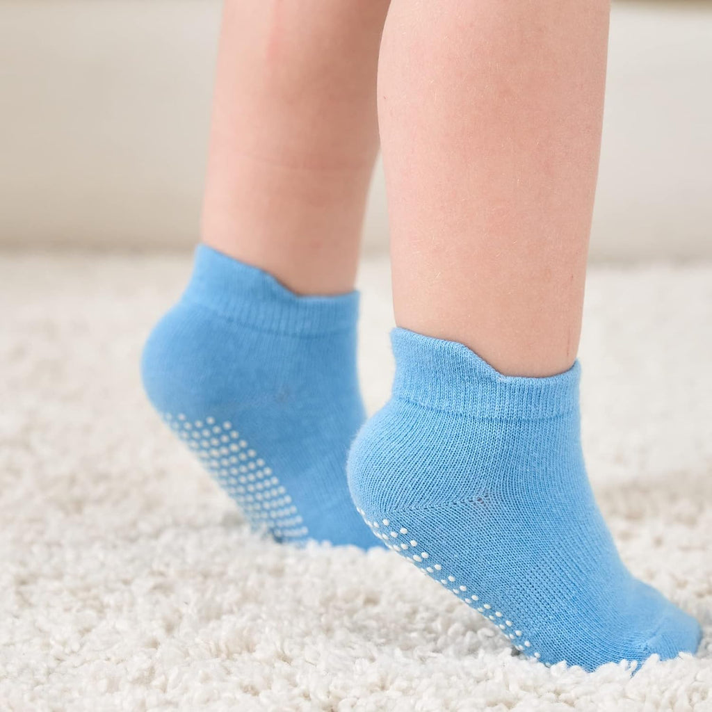Zaples Baby Non Slip Grip Ankle Socks with Non Skid Soles for Infants Toddlers Kids Boys Girls