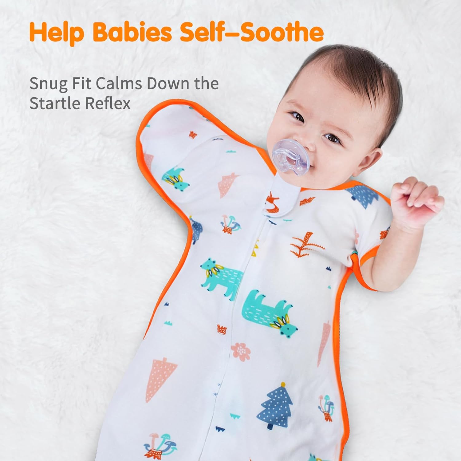 Transition Swaddle 3-6 Months Sleep Sack Baby Arms up Swaddles 2-Way Zipper 100% Cotton Arms in/out 0.8 Tog Baby Swaddles Newborn Sleep Sack for Boy Girl, 2-Pack Transitional Swaddle (Medium 14-20lbs)