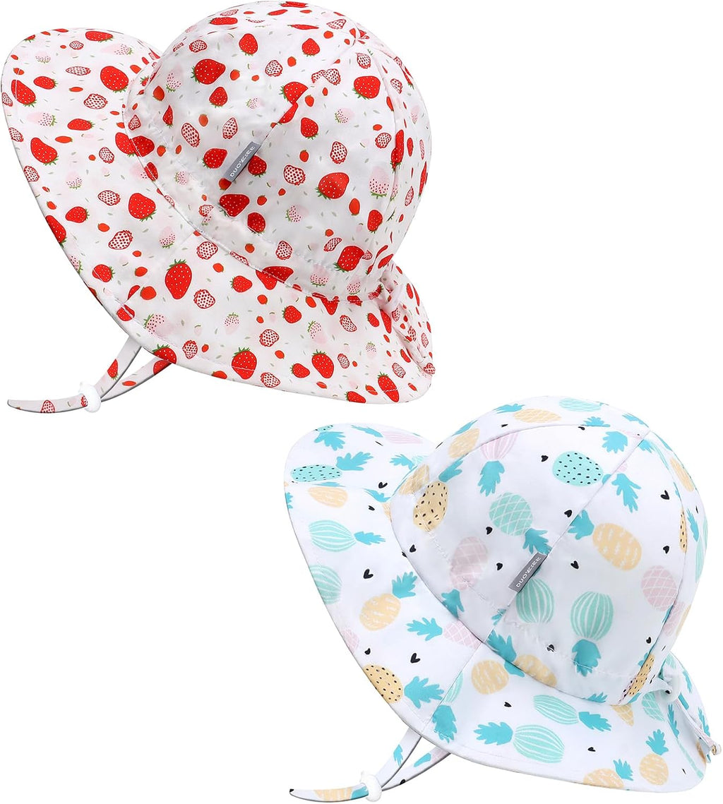 UPF 50+ Baby Bucket Hat - Wide Brim Sun Protection Beach Cap for Girls - Cute & Adjustable Toddler Hat