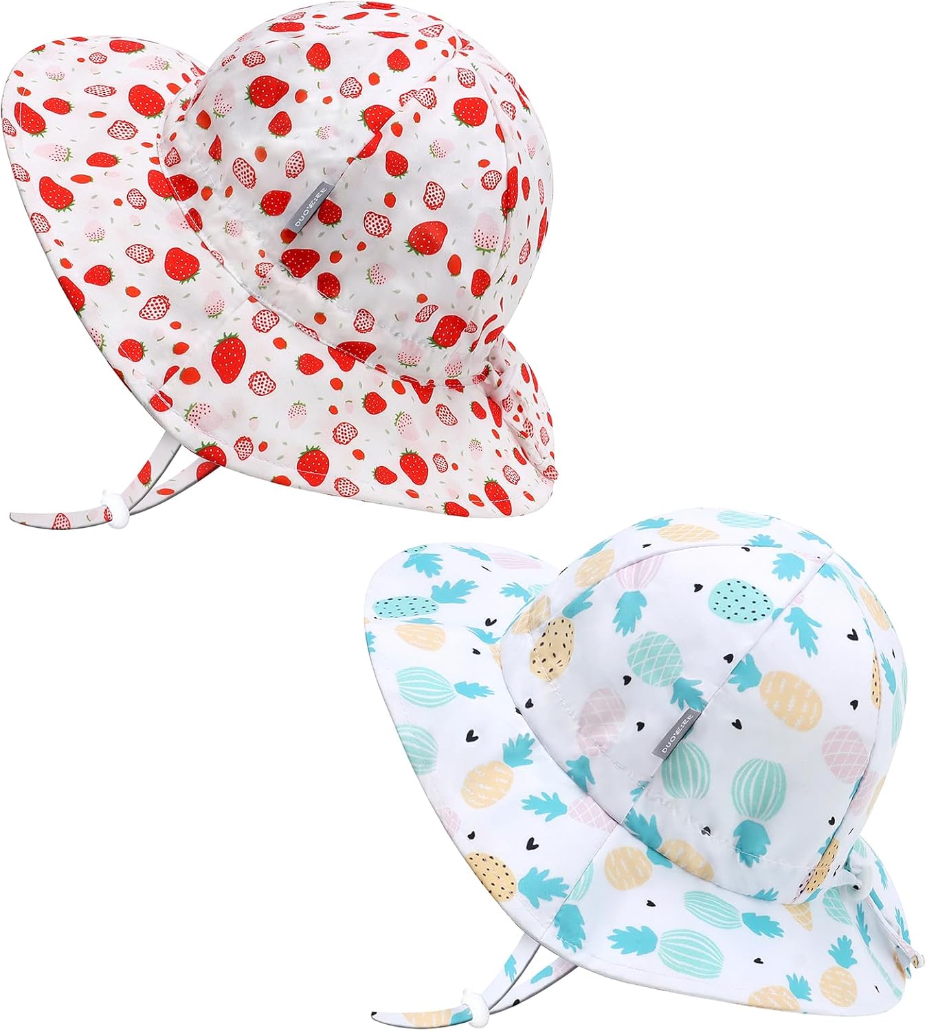 UPF 50+ Baby Bucket Hat - Wide Brim Sun Protection Beach Cap for Girls - Cute & Adjustable Toddler Hat