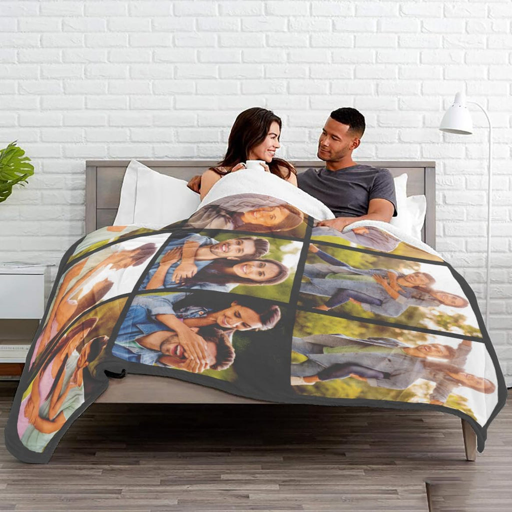 Custom Blankets with Photos Text, I Love You Girlfriend Boyfriend Gifts, Personalized Picture Flannel Blanket Couple Customized Gifts for Mom Dad Wife Husband on Christmas