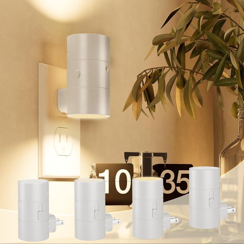 NIORSUN Night Lights Plug Into Wall,Plug in Night Light with 3 Light Modes,Ultra-Slim Design,Dusk to Dawn Sensor,0-100LM Dimmable Night Light for Hallway Bathroom Stairway Bedroom,White,4 Pack