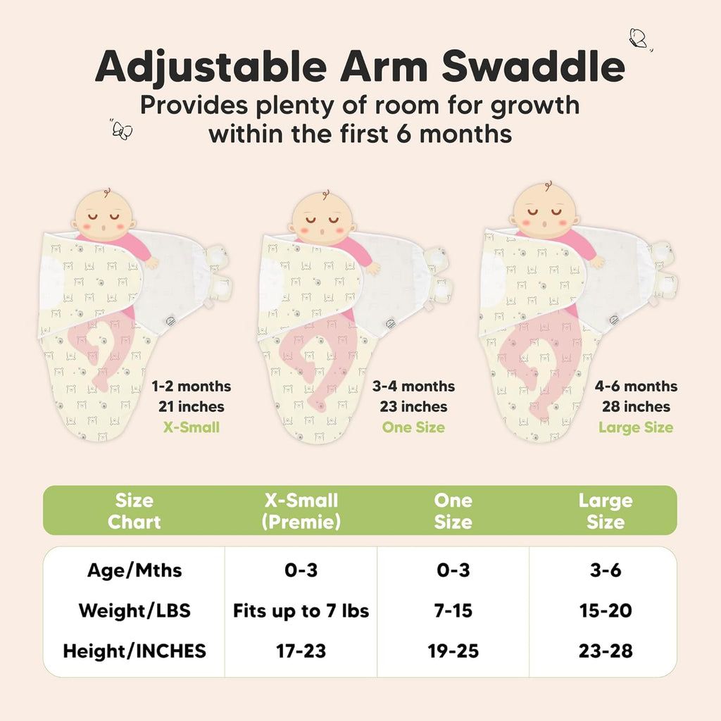 3-Pack Organic Baby Swaddle Sleep Sacks - Swaddles for Newborns, Infant 0-3 Months, Baby Girls, Boys, Soft & Snug Newborn Sleep Sack, Nursery Swaddling Blankets (Bumble Bear)