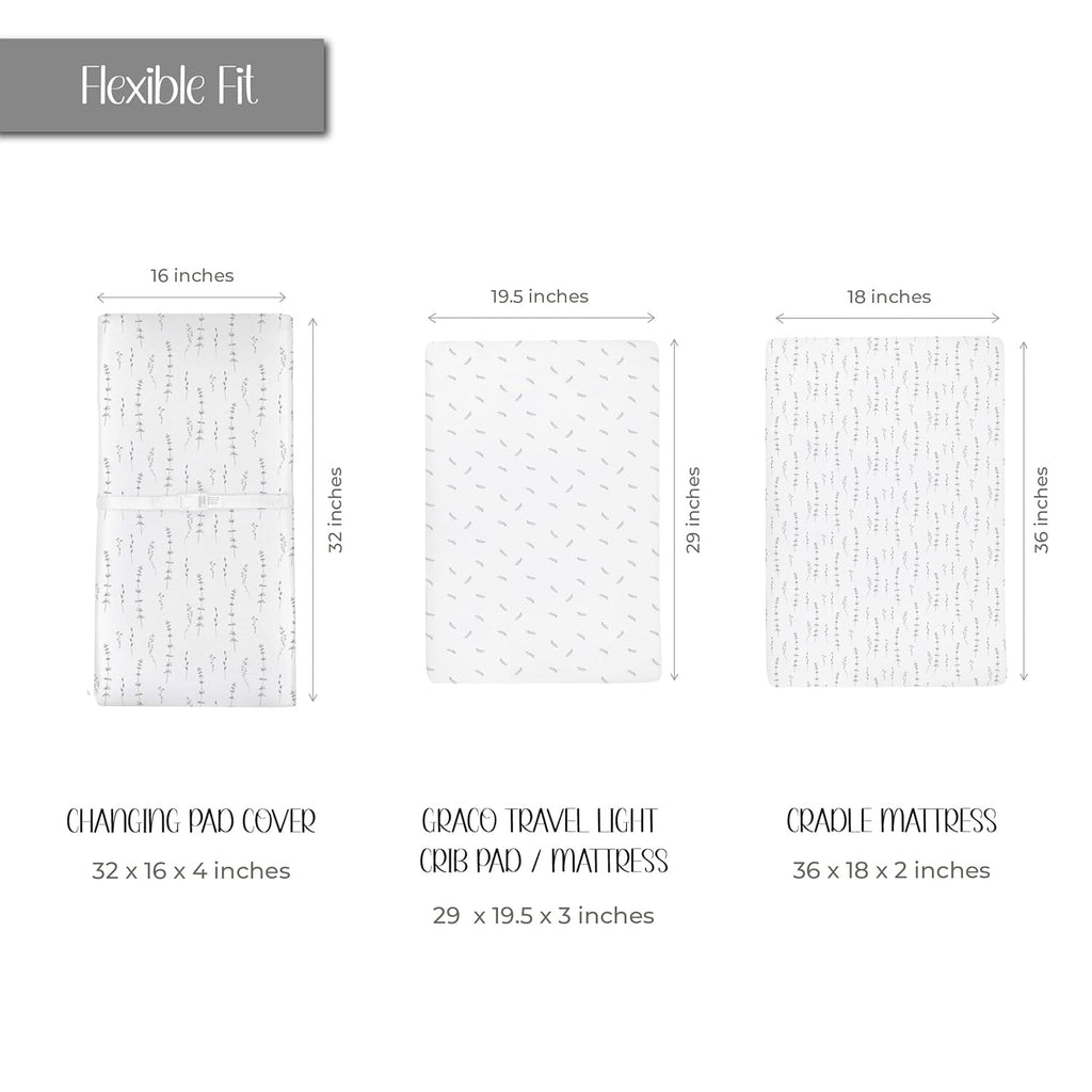 Ely’s & Co. Changing Pad Cover, Diaper Changing Table Sheets, 2 Pack, Cradle Sheet Set for Baby Boys/Girls, 100% Jersey Knit Cotton, Forest Grey Collection, 32”x16”x5”