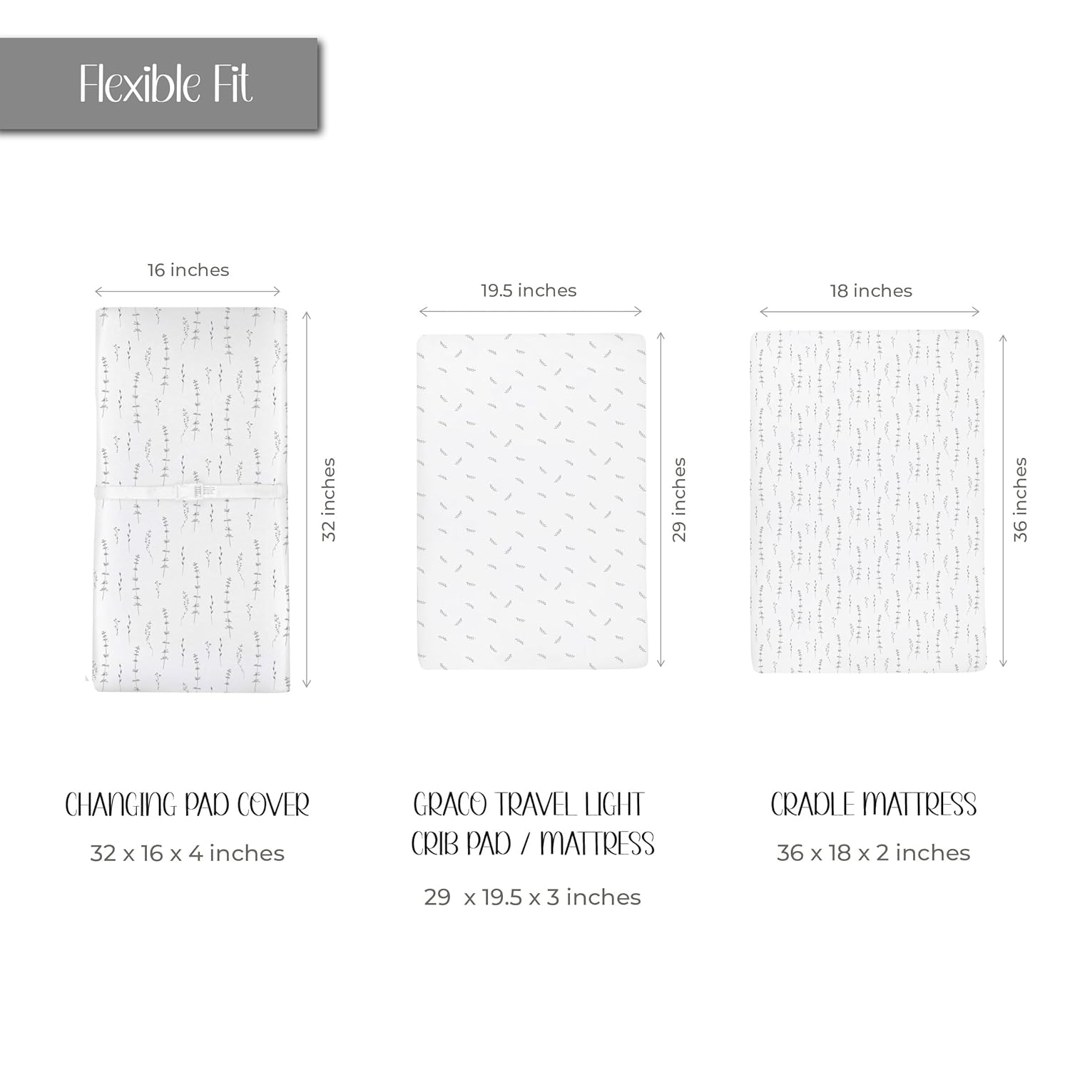 Ely’s & Co. Changing Pad Cover, Diaper Changing Table Sheets, 2 Pack, Cradle Sheet Set for Baby Boys/Girls, 100% Jersey Knit Cotton, Forest Grey Collection, 32”x16”x5”