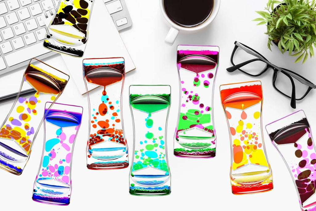 Black Pink Liquid Motion Bubbler Timer Set of 1 for Sensory Toys, Drop Oil Water Fidget Liquid Timer for Autism Toys, Relaxing Activity, Home Office Desk Toys, Holiday Stocking Filler Gift