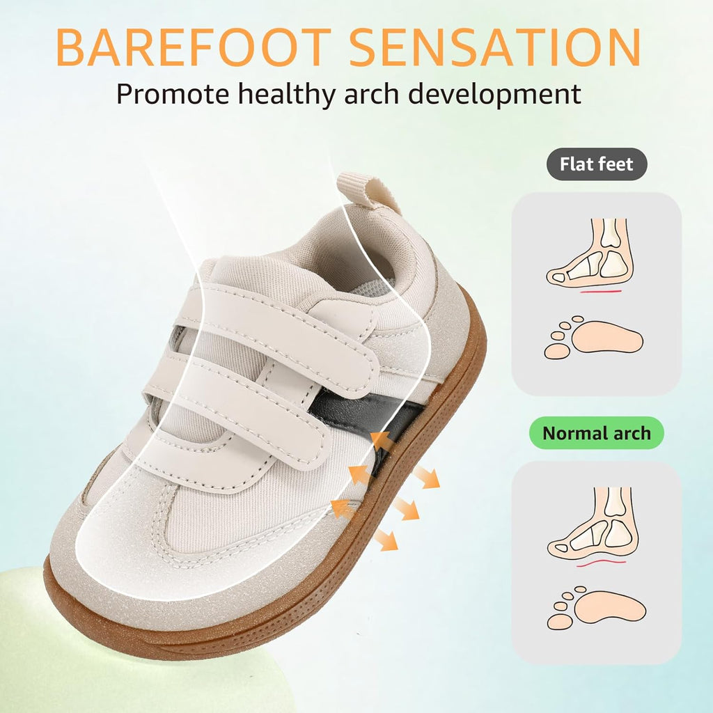 Toddler Wide Toe Box Barefoot Shoes Boys Girls Sneakers Zero Drop Kid Tennis Running Shoes Lightweight Non-Slip Comfortable Infant First Walking Shoe Outdoor Activities School