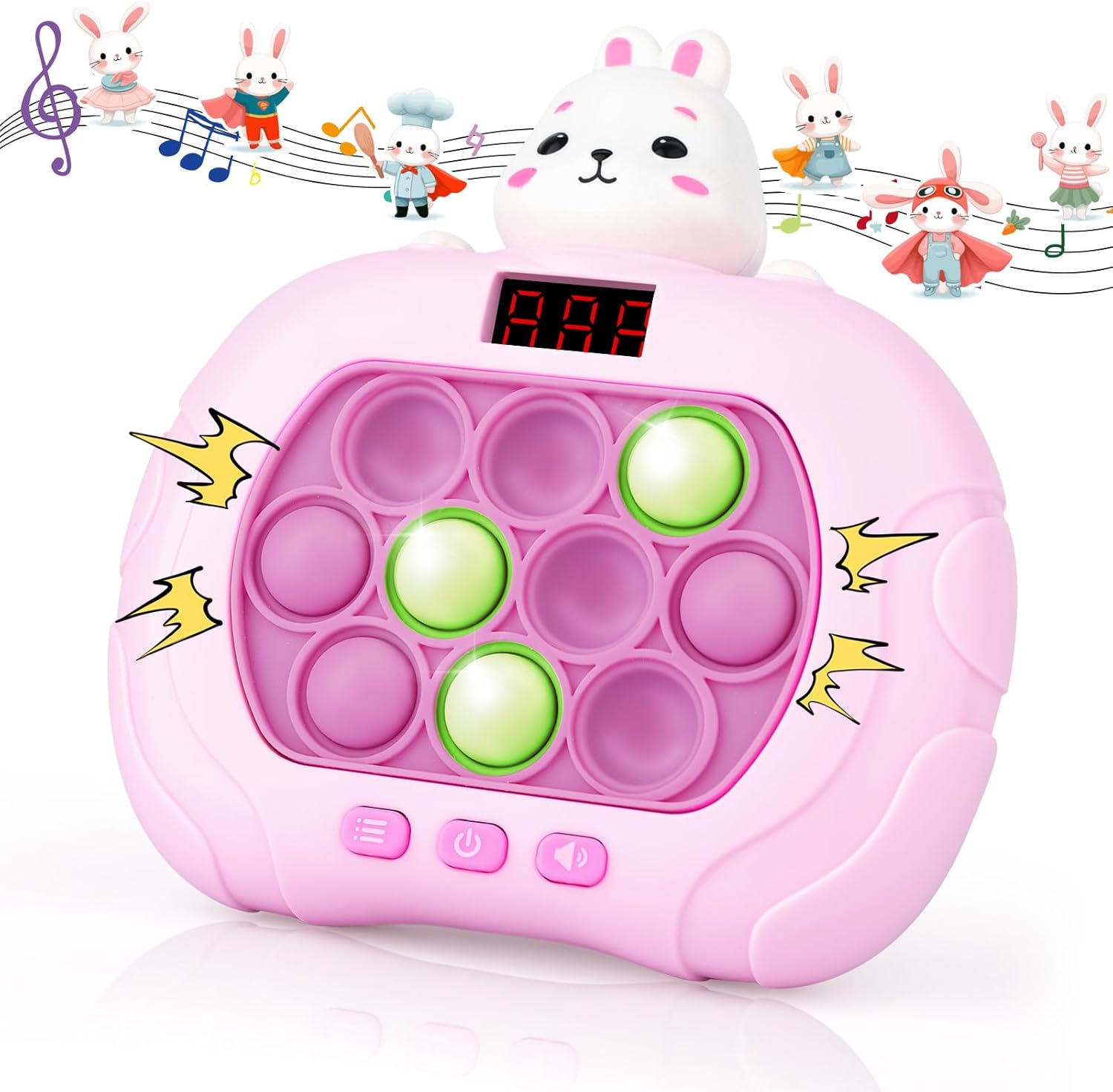 Fast Push Game Pop Fidget Toy for Kids, Quick Push Bubble Game 6 Modes Handheld Puzzle Game Sensory Toy with LED Screen Pop It Game Light Up Fidget Toy Gift for 3 to 12 Year Old Girls Boys