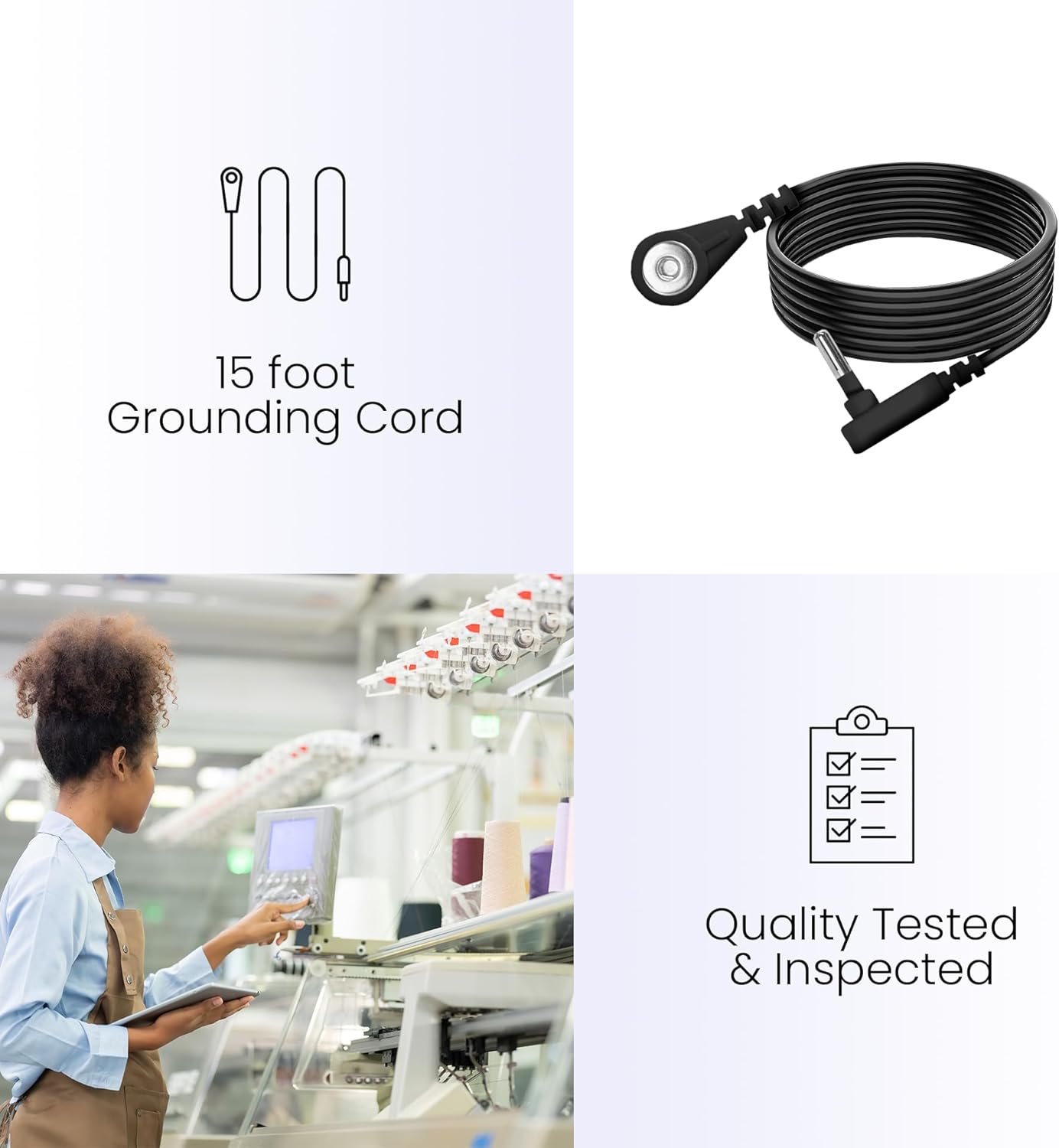 Hooga Grounding Sheet, Twin Size, Organic Fitted Grounded Sheet, Earth Connected Bedding (75"x39"x15") Pure Silver Fiber and Cotton, Grounding Cord Included. Off White