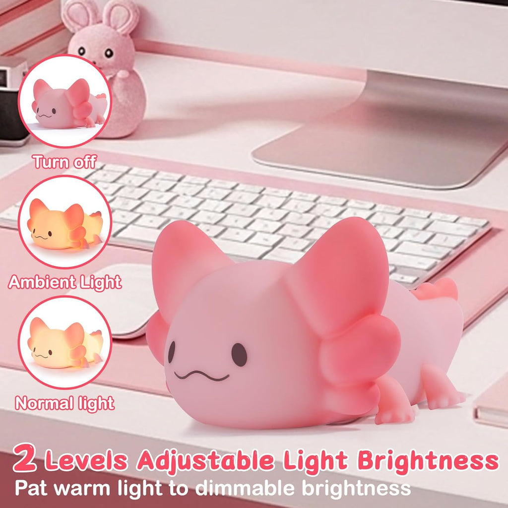 ZKLiLi Axolotl Night Light Kids Nightlight,Squishy Cute Lamp Dimmable Childrens Night Light Baby with Timer & 16 Colors,Rechargeable Bedroom Smart LED Bedside Lamps Toddler Night Light Newborn