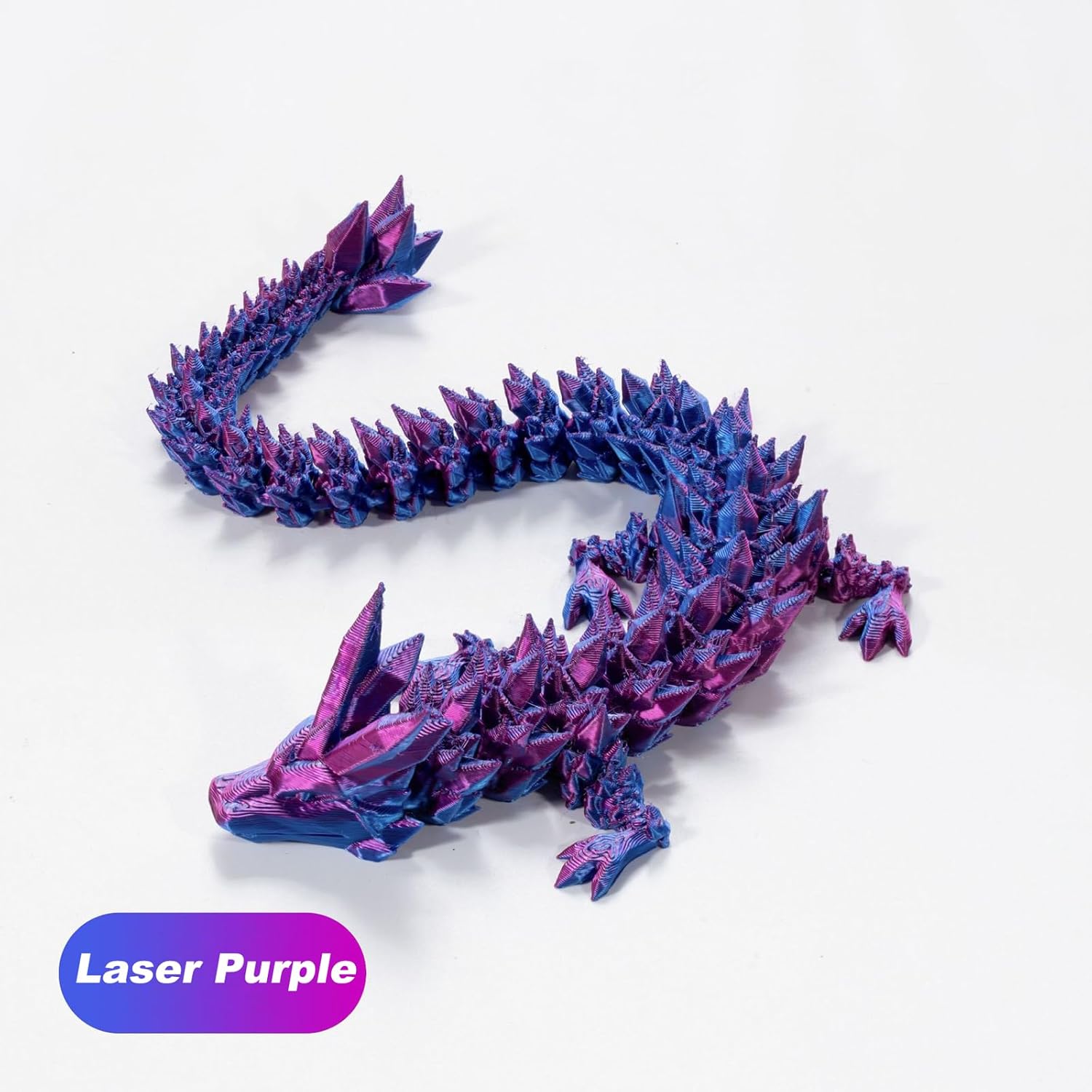 3D Printed Dragon in Egg, Full Articulated Crystal Dragon with Dragon Egg, Home Office Decor Executive Desk Toys, Adults Fidget Toys for Autism/ADHD (Laser Purple, 12")
