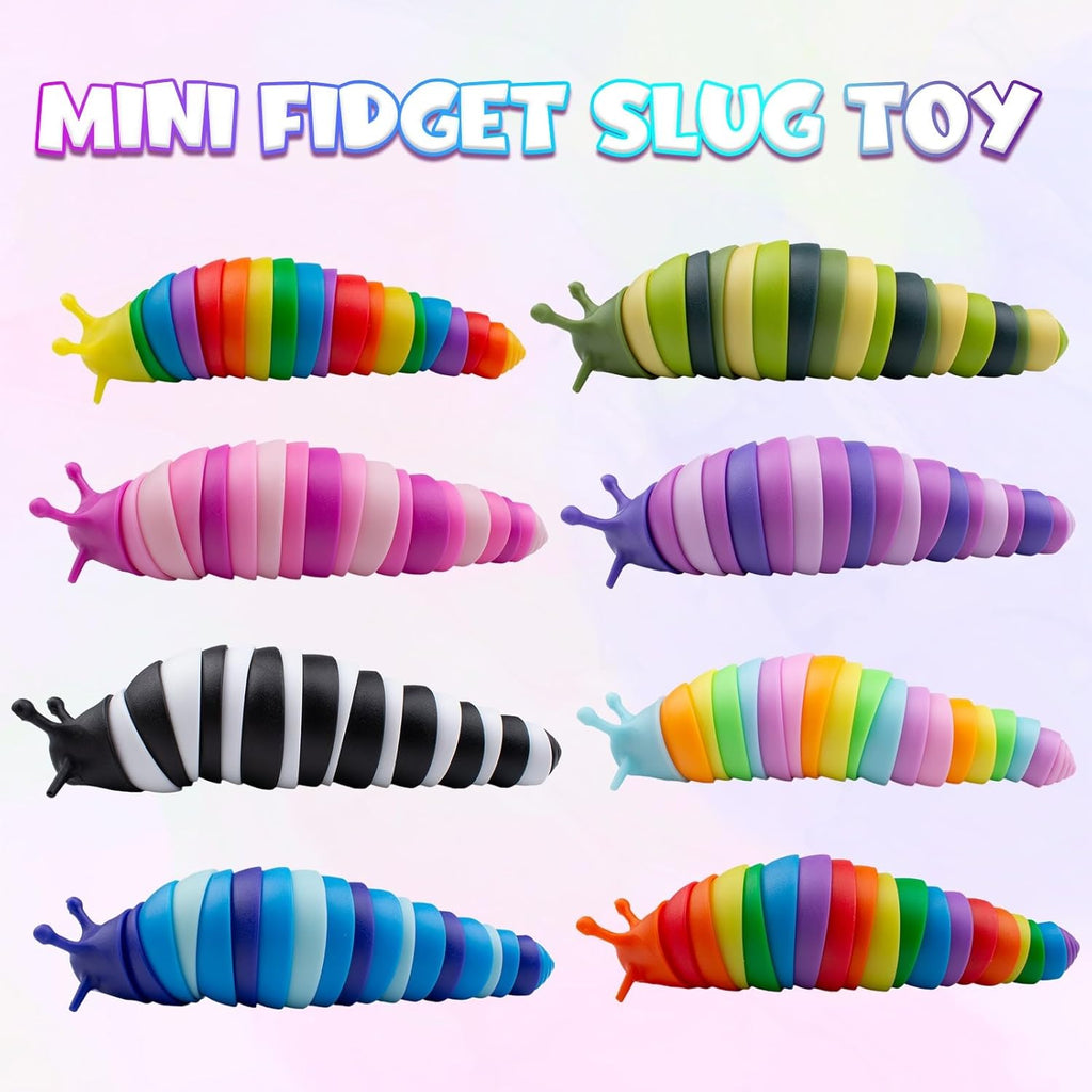 Cevioce 8 PCS Fidget Toys Slug for Adults Anxiety Sensory Toys for Party Favors Toddler Fidget Toys Age 3-4 ADHD Autism Toys for Anxiety Stress Christmas Stocking Stuffers Gifts for Boys Girls