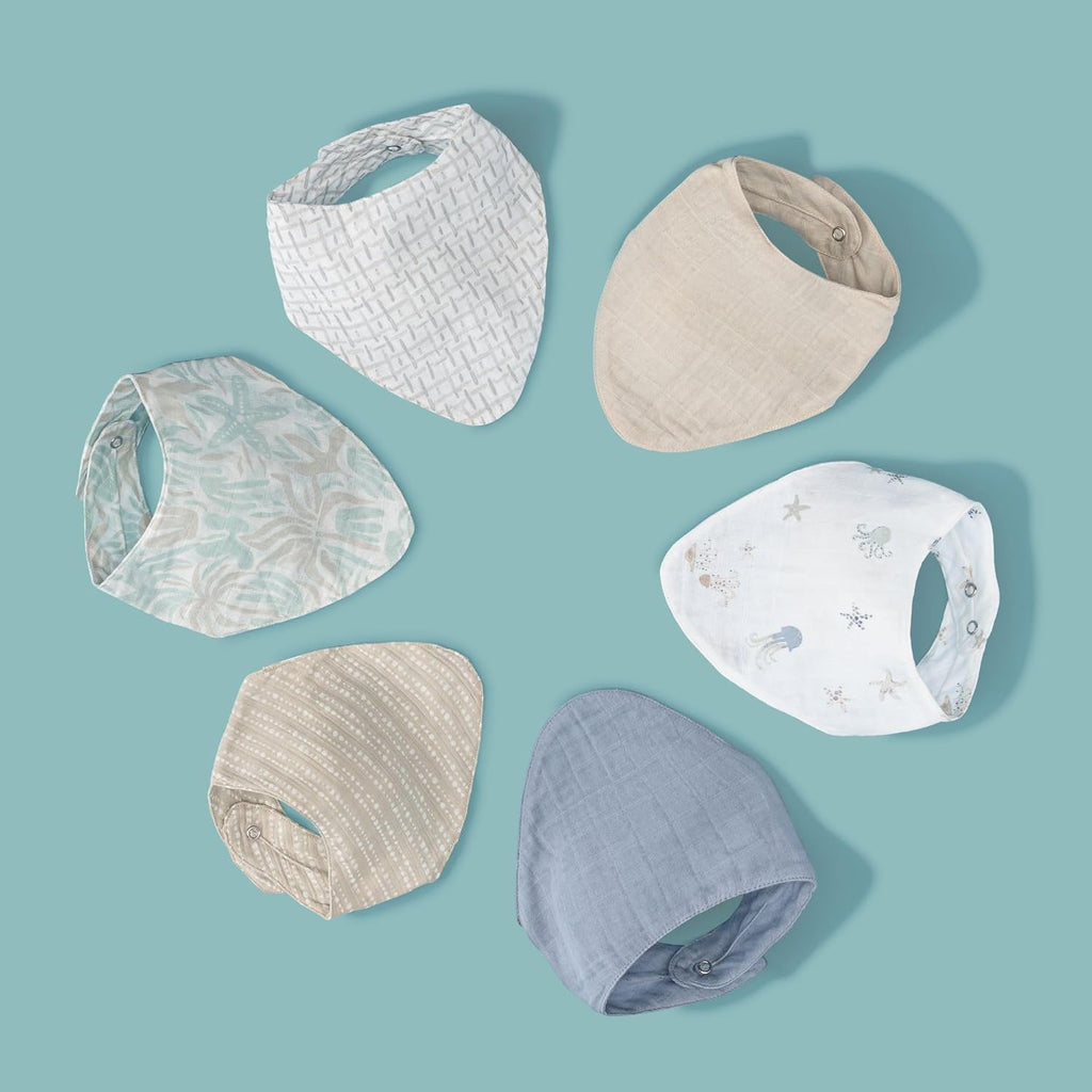 Crane Baby Bib Set, 100% Cotton Baby Bibs, Set of 3 Sea Life Cotton Muslin Bibs, Bandana Bibs Baby Bibs For Eating, Baby Eating Essentials, Drool Bibs, Baby Boy or Baby Girl Gifts, Newborn Bibs