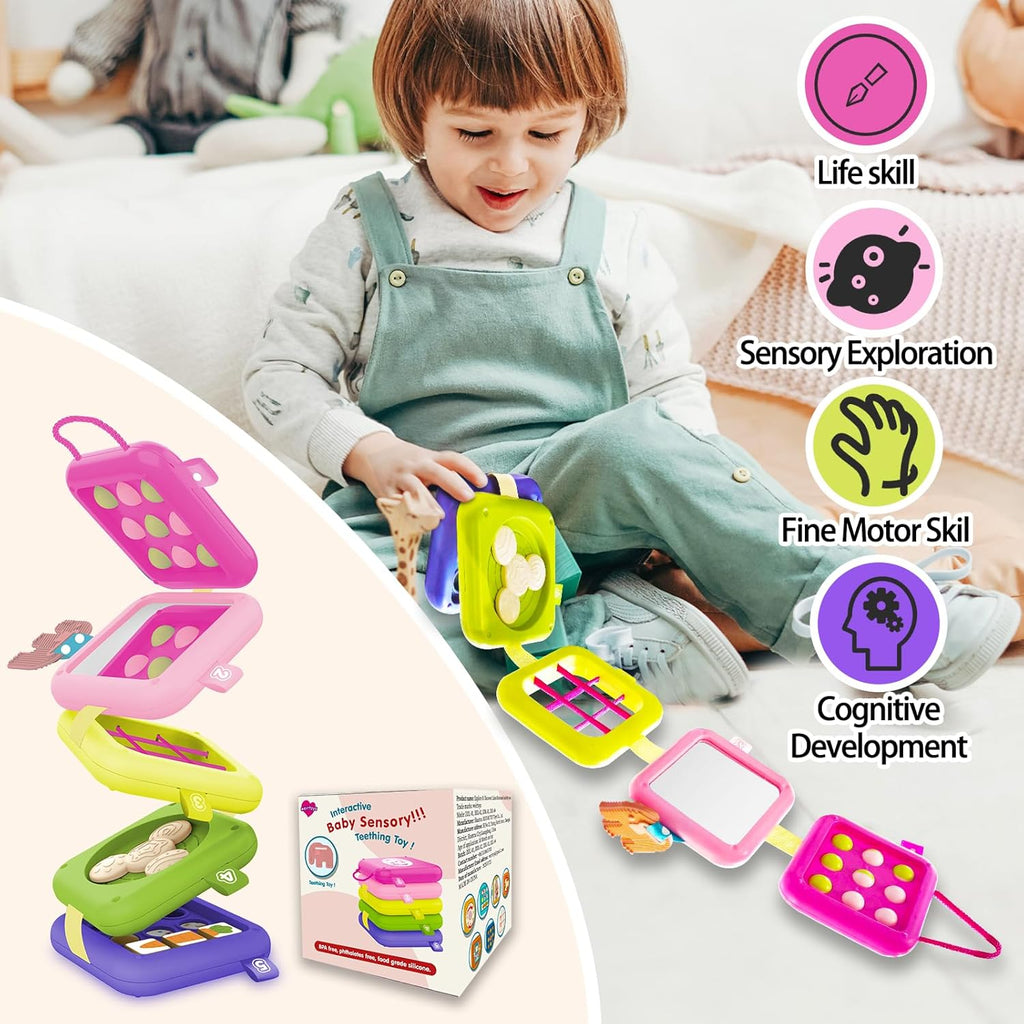 weirtoya Busy Board for 1 Year Old, Toddler Travel Toys for Toddler 1-3 Montessori Toys for 1 Year Old Travel Activities Cube Gifts for Baby Boy Girl My First Montessori Busy Board