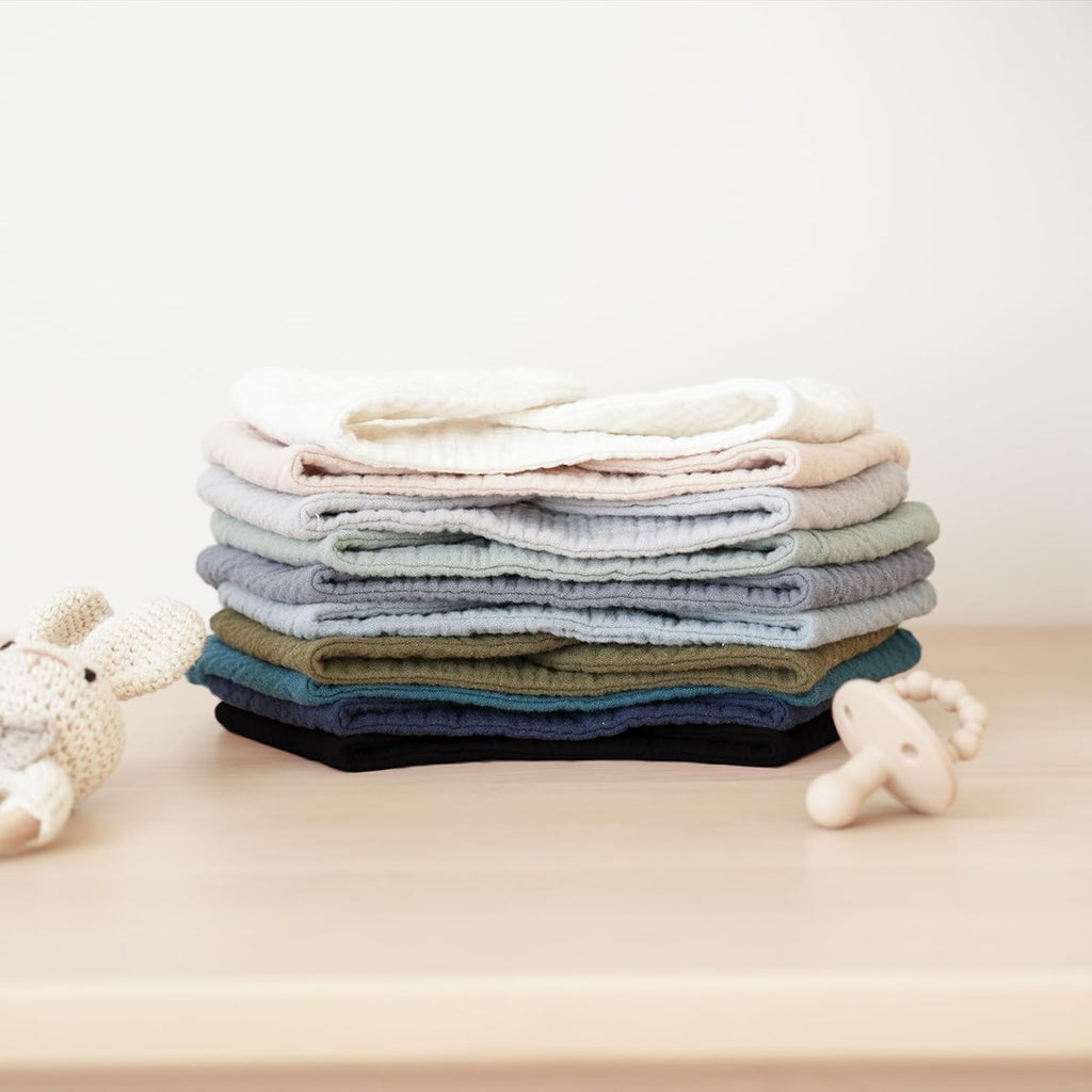 Konssy Muslin Baby Bibs 10 Pack Baby Bandana Drool Bibs 100% Cotton for Unisex Boys and Girls, Soft Absorbent Set for Teething and Drooling