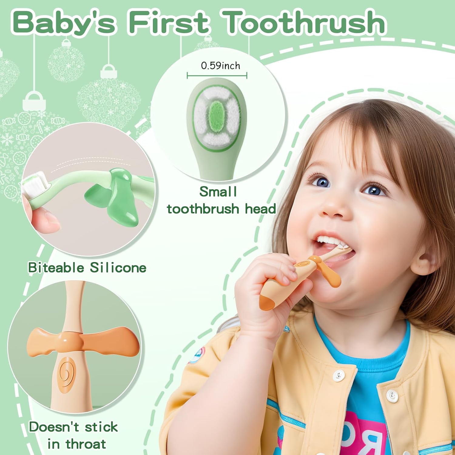 Kids Toothbrushes 2 Pack,Soft Bristle Toothbrushes for Baby 1-3 Years Old Cute Dinosaur Toothbrush for Toddlers Baby's First Training Toothbrush Anti-Strike Throat Not Easy to Shed Bristles