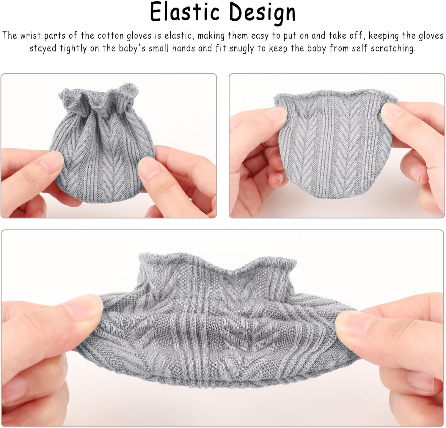 Newborn Baby Mittens No Scratch Cotton Elastic Wrist Gloves Infant Toddler Mittens for Baby Boy Girl 0-6 Months