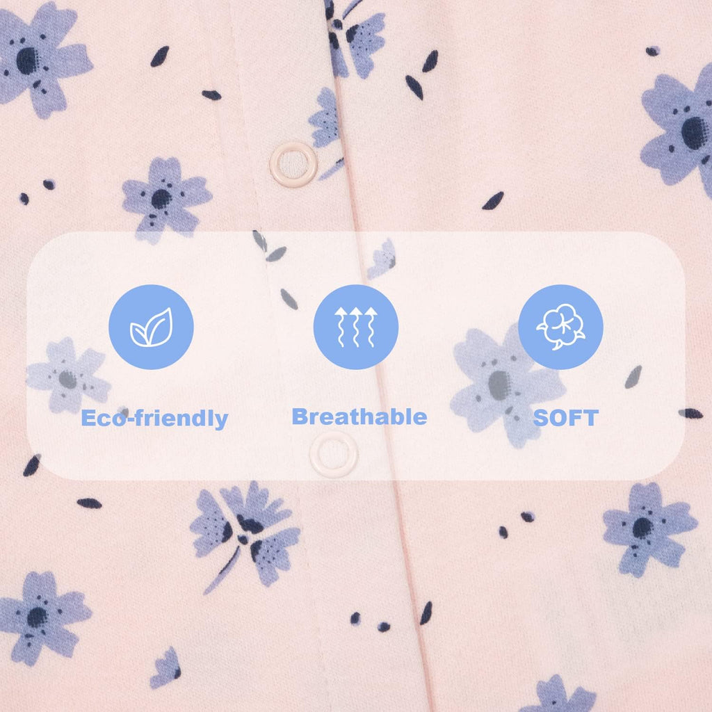 3-pack 100% Cotton Baby Girl Rompers, 0-24 months Ruffle Sleeve Toddler Romper Summer Clothes Set