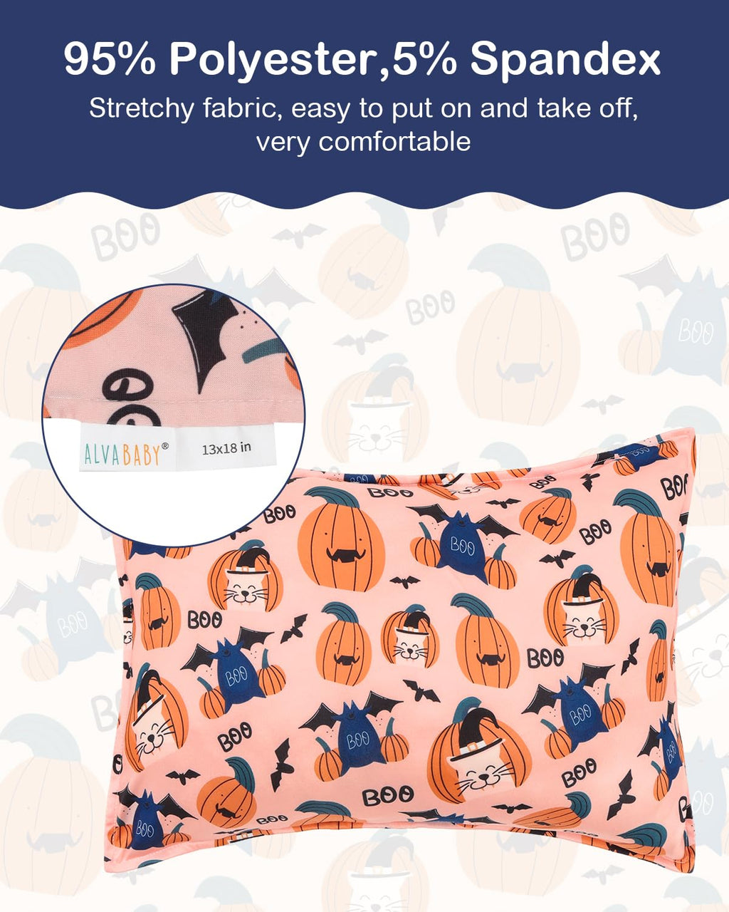 ALVABABY Toddler Pillowcases Stretchy Soft Kids Pillow Cover 2 Pack Fit 13"x 18" or 12"x16" Envelope for Girl Boy Sleepy Travel Christmas 2TPE36A