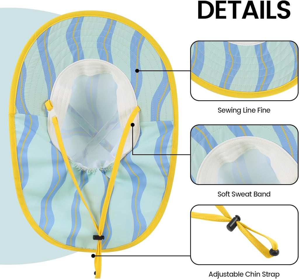 Baby Sun Hat with Neck Flap for Sun Protection Toddler Beach Hat UPF 50+ Outdoors 0-6 Years Boys Girls