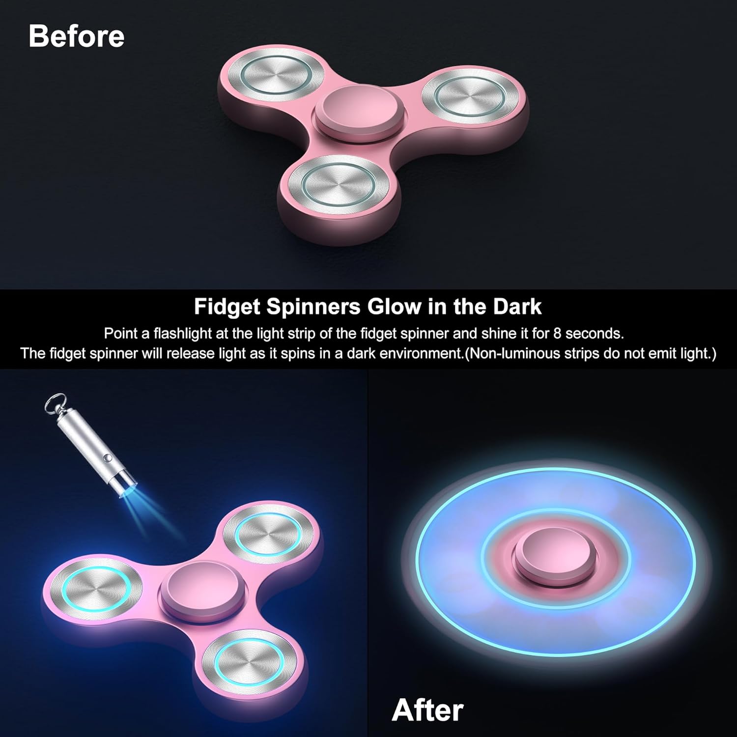 Fidget Spinners Toy, Metal Stainless Steel Bearing High Speed 4-8 Min Spins, EDC ADHD Stress Anxiety Relieves Fidgets Finger Toys, Spinner Toys for Kids and Adults