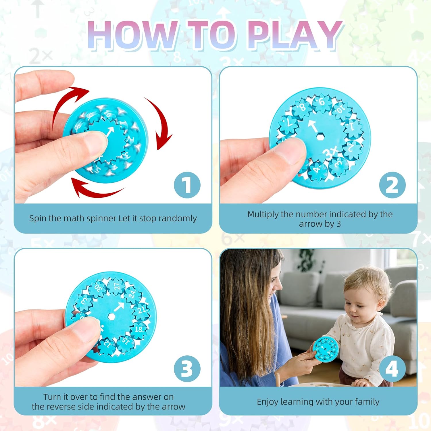 Math Fidget Spinner Math Facts Fidget Spinner Math Multiplication Fidget Spinner Educational Math Fact Fidget Spinners Fidget Spinner Toy for Kids Stimmers and Fidgeters (Multiply Or Divide 9pcs)