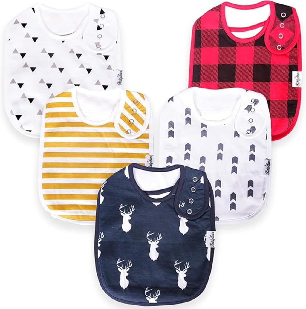 Organic Cotton Baby Bibs – Soft Teething & Drool Bib for Newborns & Toddlers – Hypoallergenic, Absorbent, Snaps